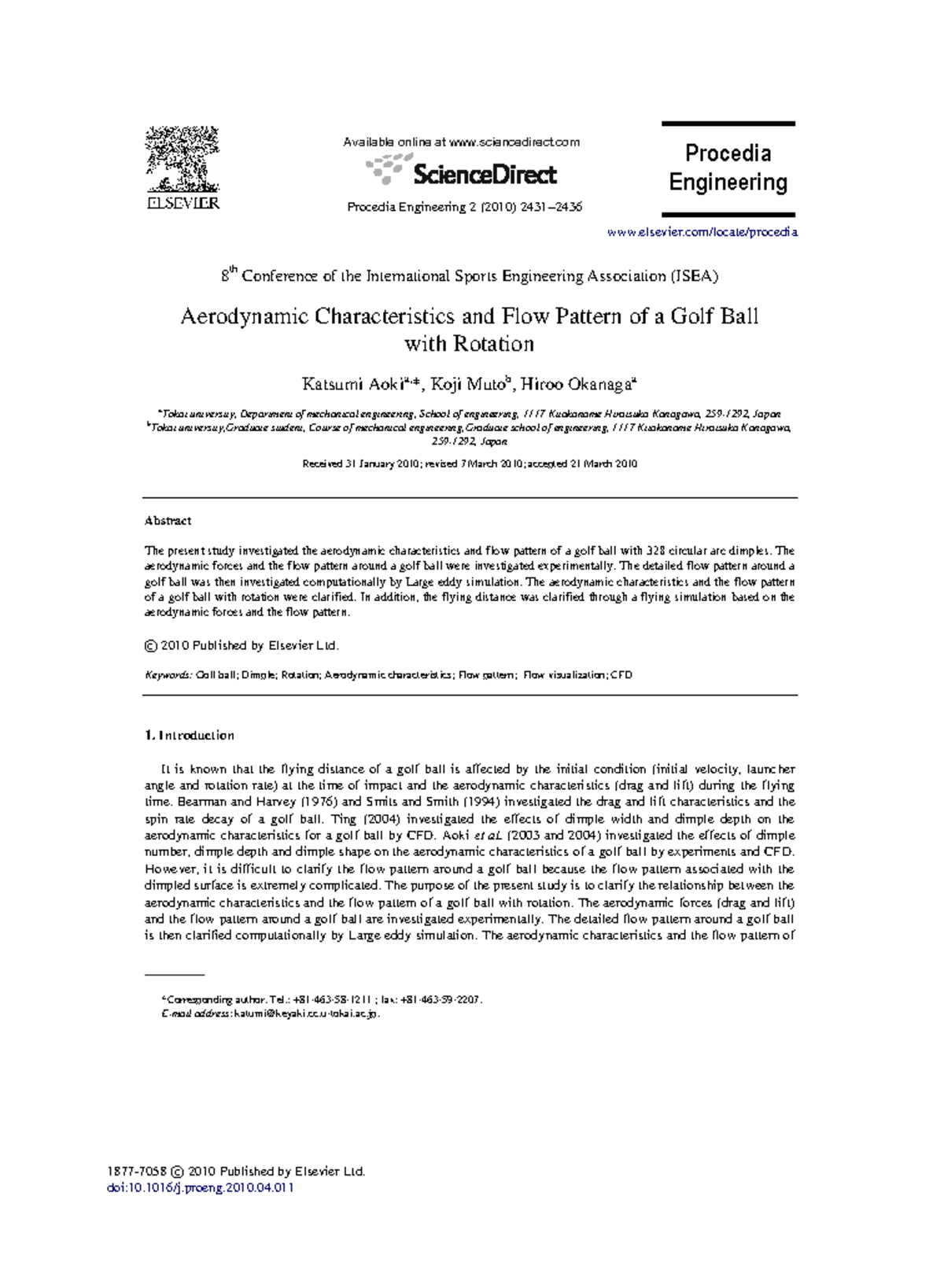 Aerodynamic Characteristics and Flow Pattern of a - The aerodynamic ...