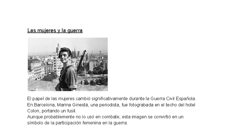 Las mujeres en la Guerra Civil Española: Cambios y Desafíos - Studocu