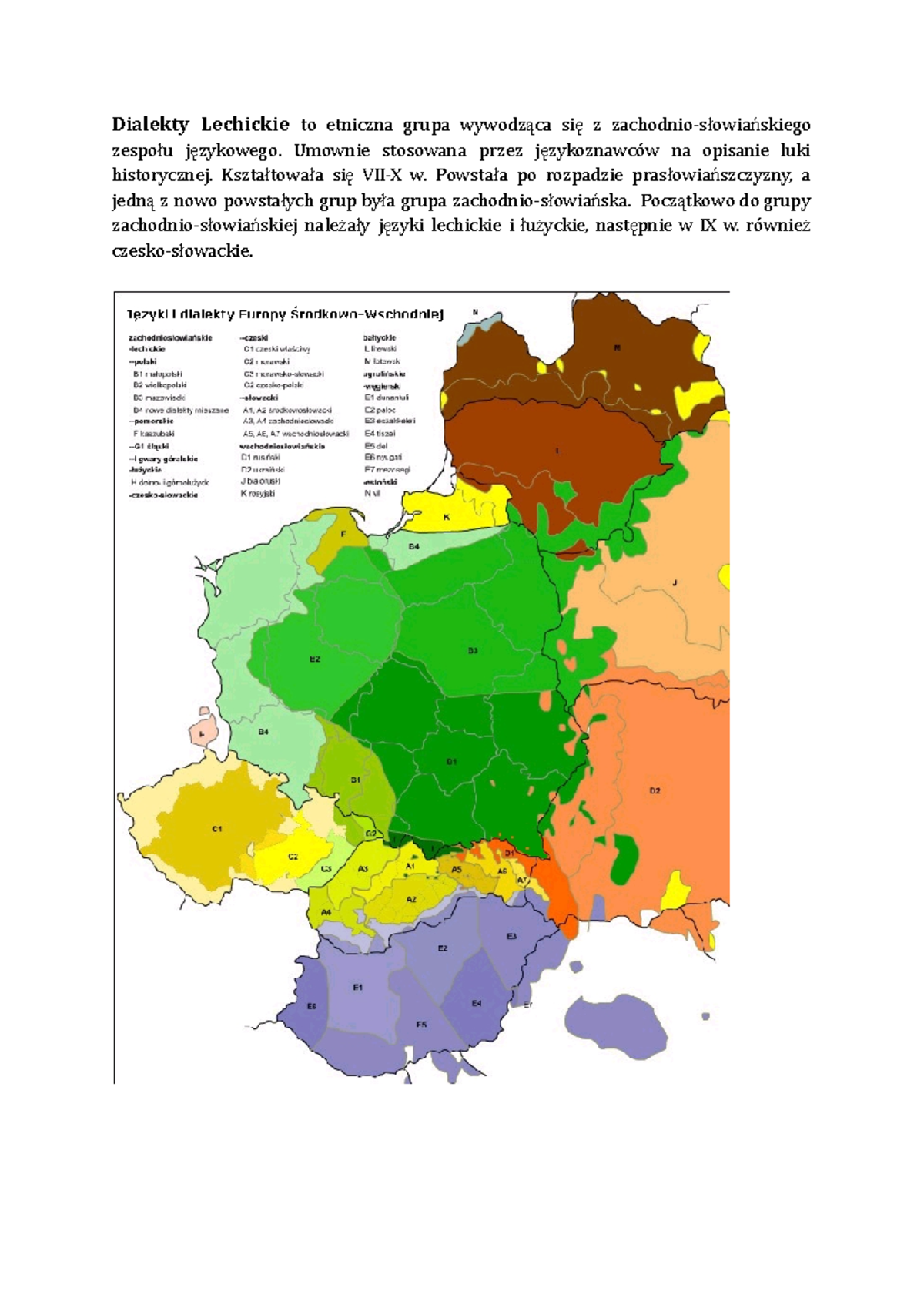 Dialekty Lechickie i ich znaczenie dla języka Polan - Studocu