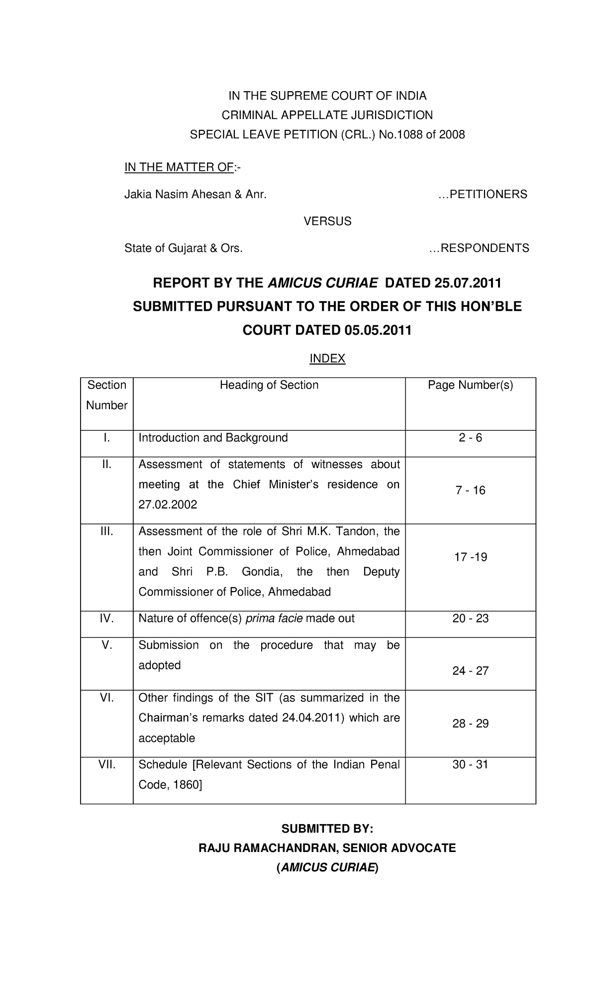 Final Report on Special Leave Petition (CRL.) No.1088 of 2008 - Studocu