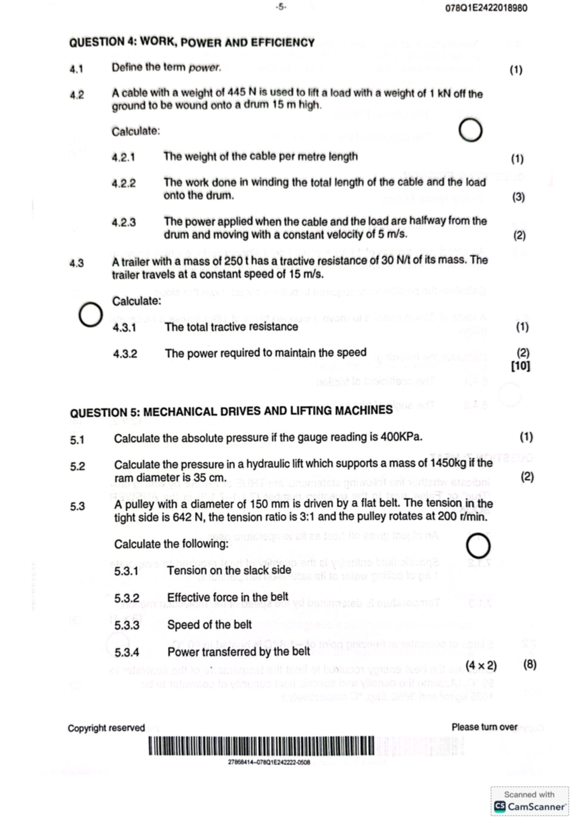 Engineering Science Theory 078Q1E242: Work, Power, and Efficiency Exam ...