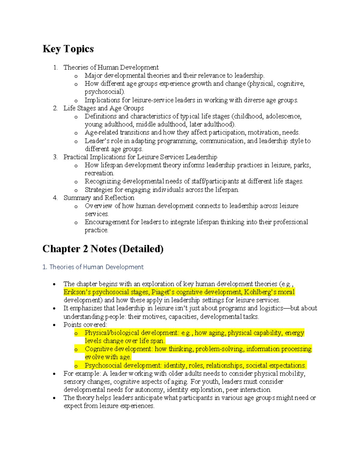 Chapter 2 Notes: Theories of Human Development & Leadership in Leisure ...