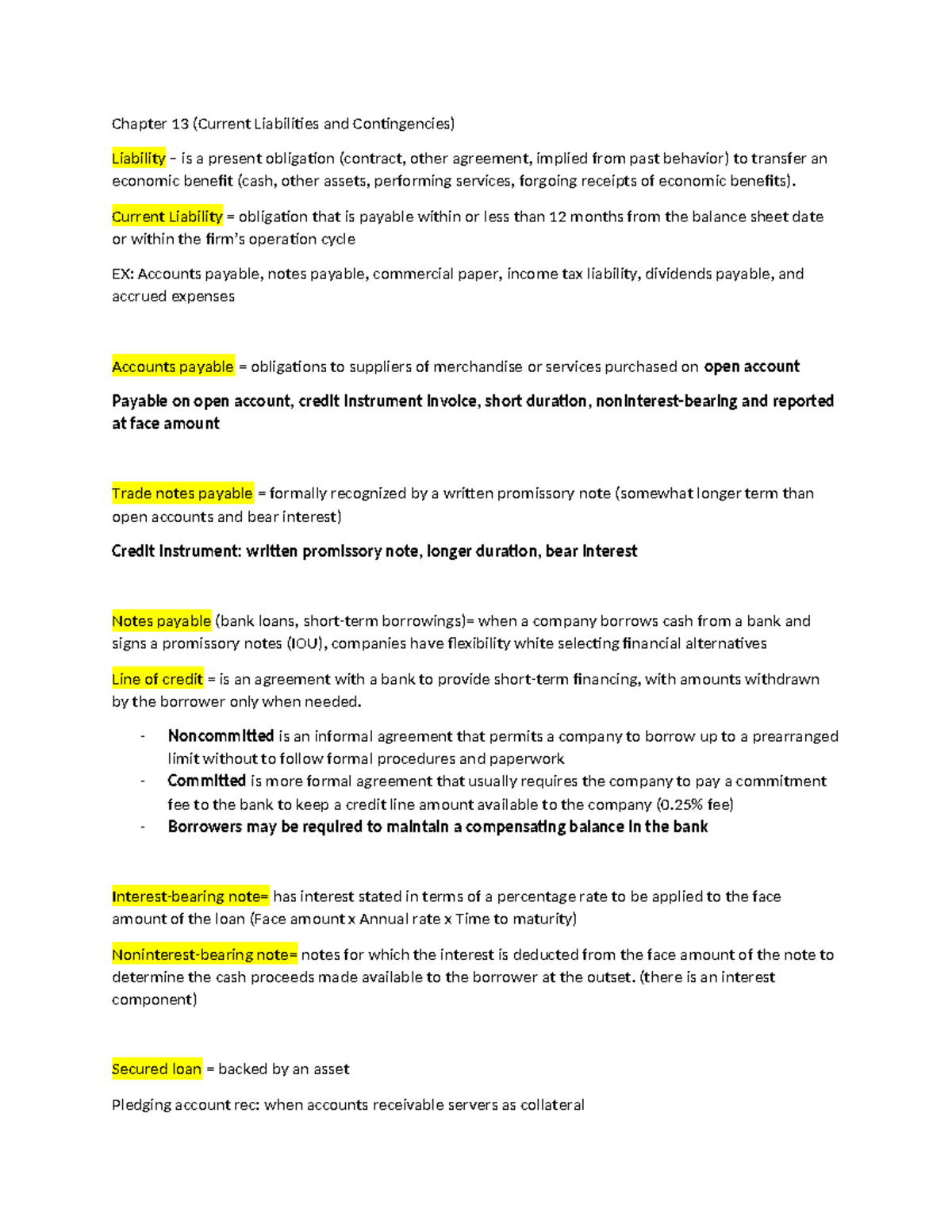 ACC 3000 Chapter 13: Current Liabilities and Contingencies Overview ...
