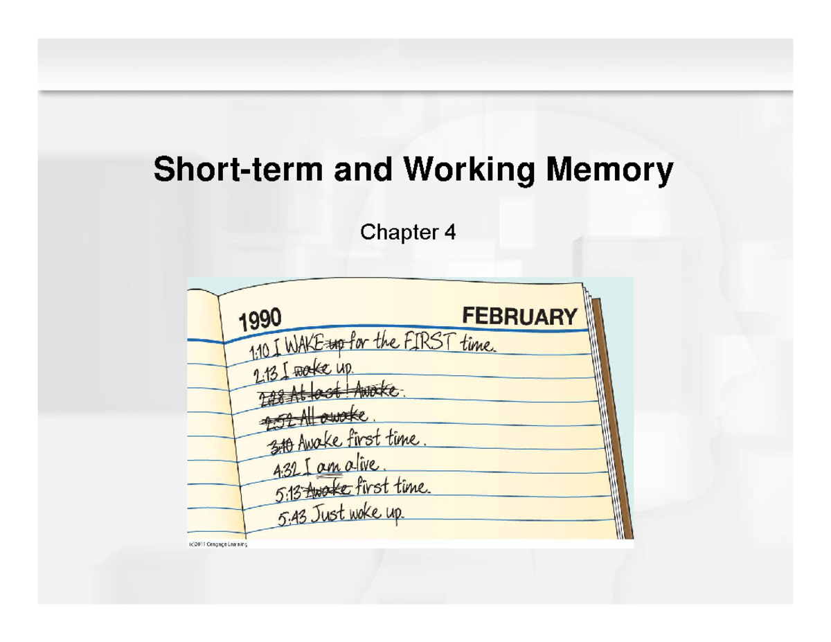 Working Memory and Memory Processes: Chapter 5 STM Overview - Studocu