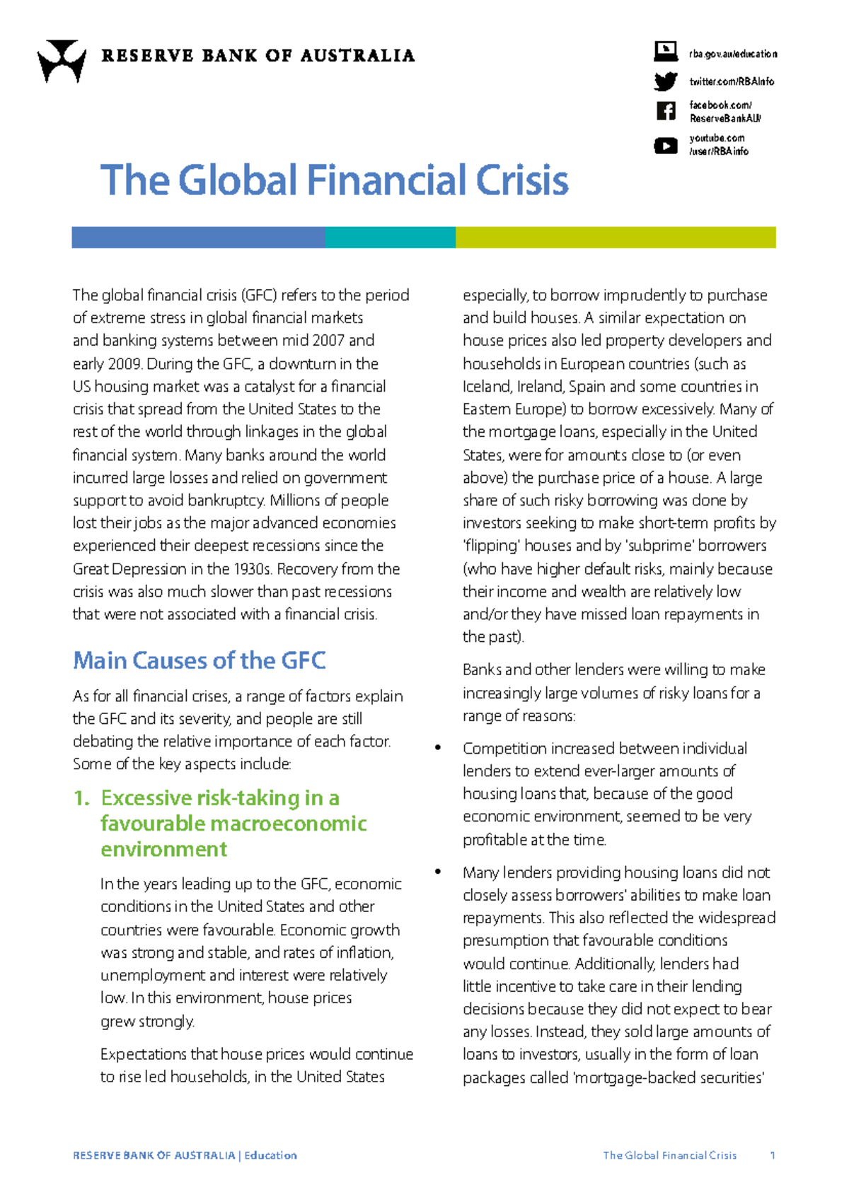 The Global Financial Crisis: Causes, Effects, and Responses - Studocu
