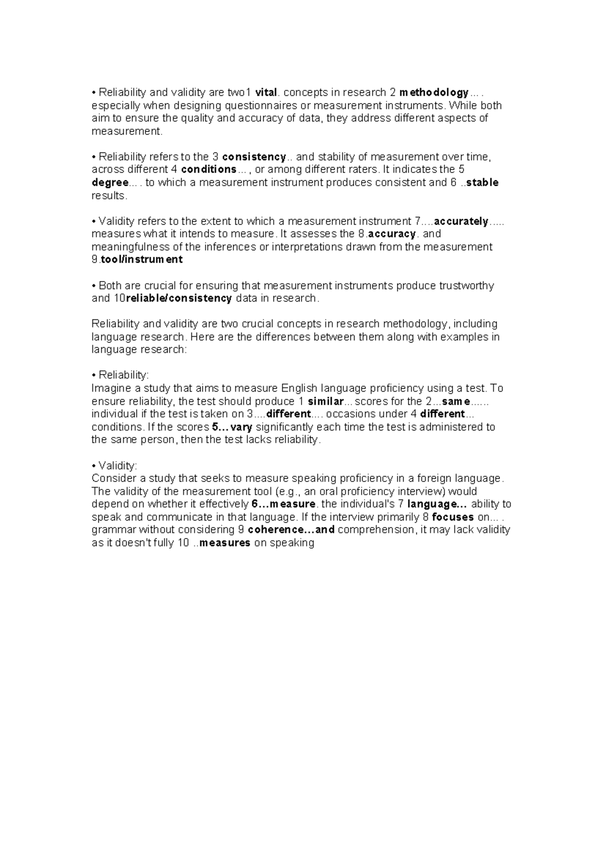 Reliability and Validity in Research Methodology: Key Concepts - Studocu