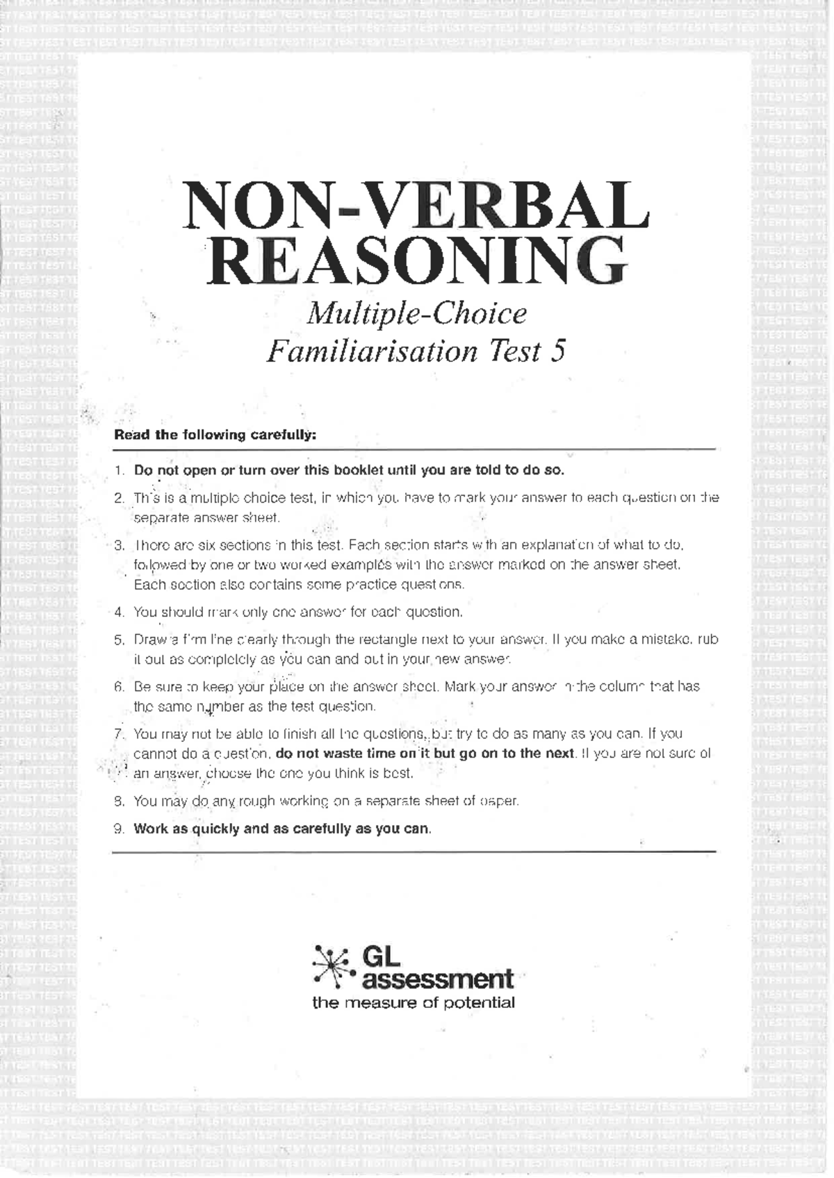 NVR 5 Reasoning Familiarisation Test Instructions and Practice ...