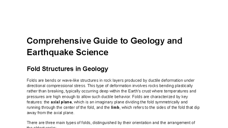 Comprehensive Guide to Geology and Earthquake Science (Geo 101: Exam 3 ...
