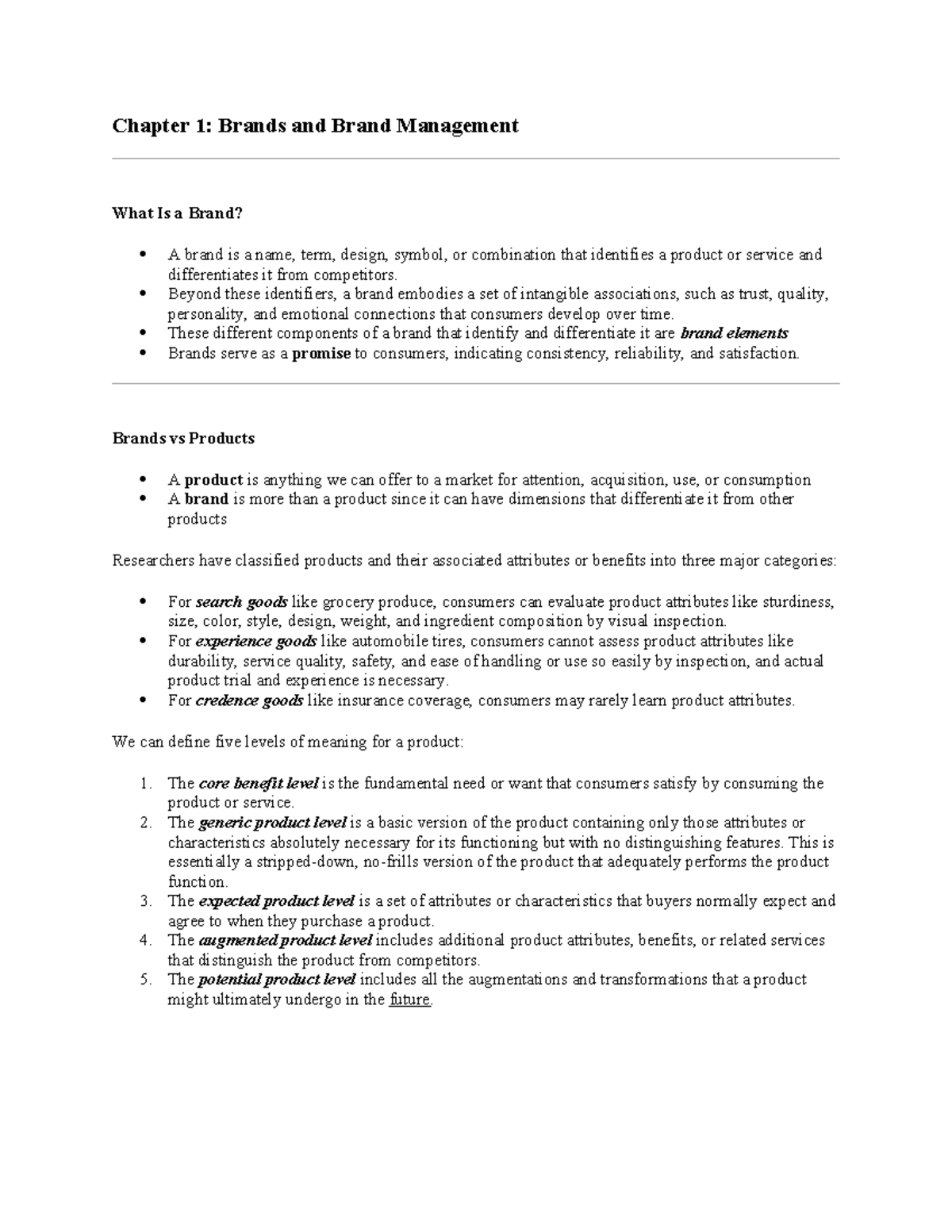 BU470 Notes - Chapter 1: Brands and Brand Management What Is a Brand? A ...