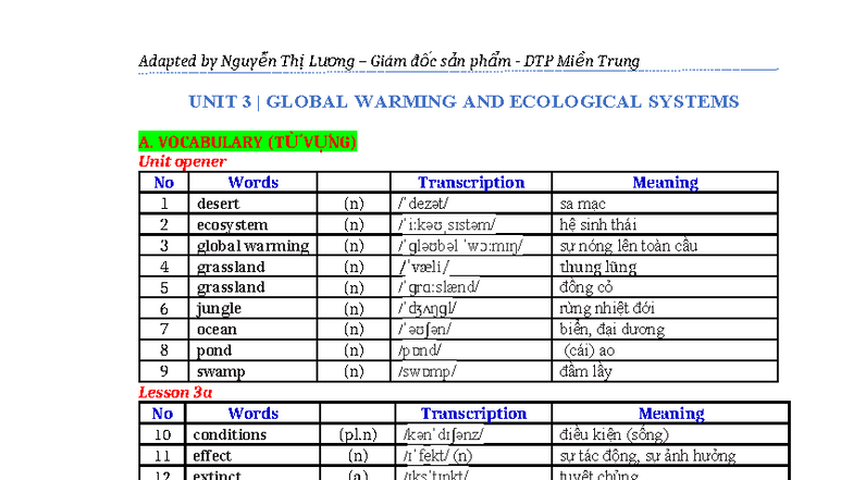 UNIT 3 | GLOBAL WARMING AND ECOLOGICAL SYSTEMS - BRIGHT 11 BA - Studocu