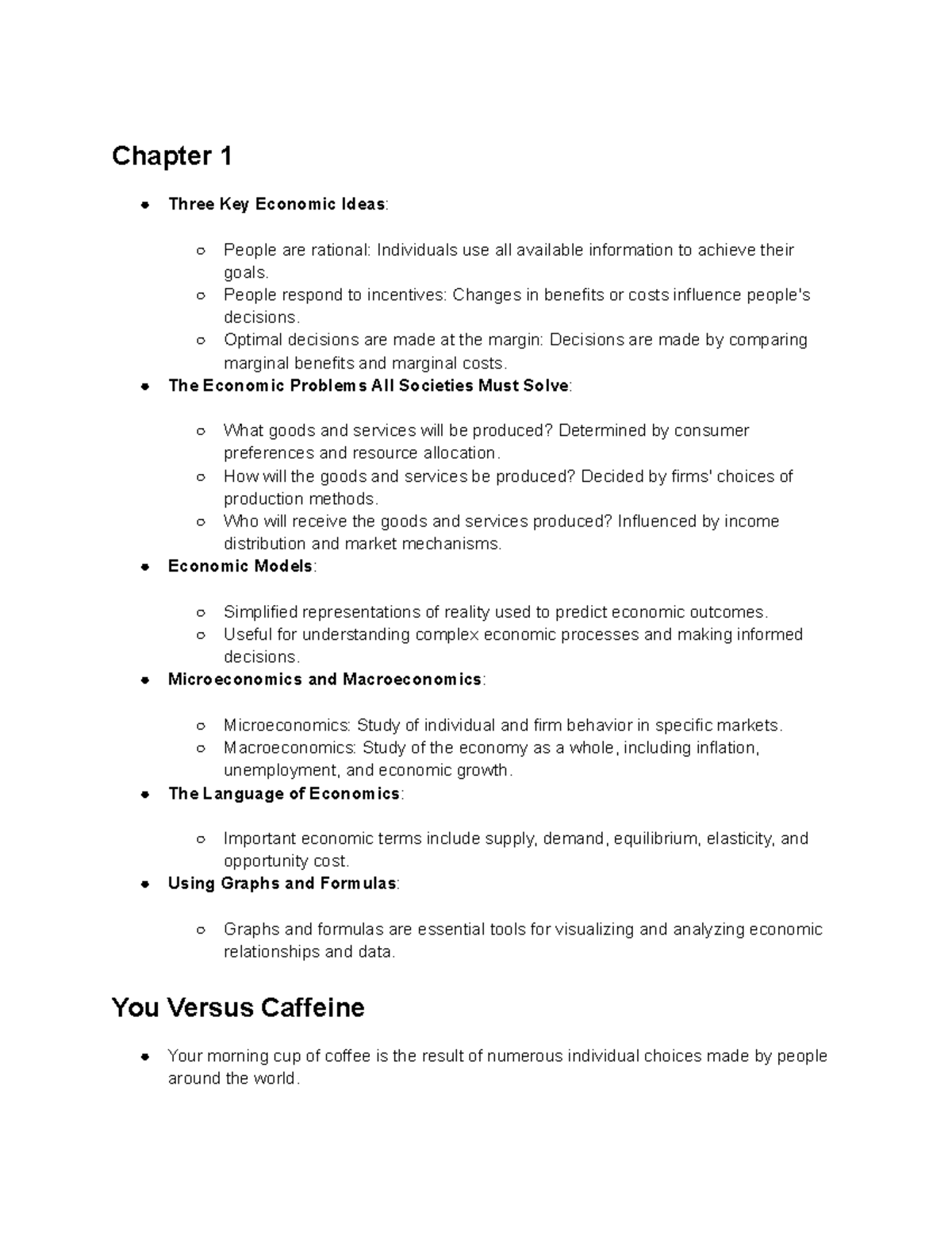 Econ 1100: Chapter 1 - Key Economic Concepts and Decision-Making - Studocu
