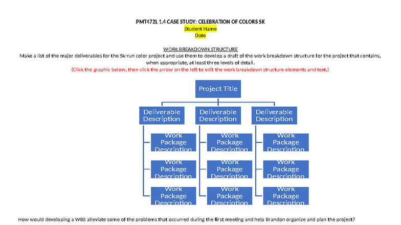 PMT472L 1.4 Case Study: Work Breakdown Structure for Colors 5K - Studocu
