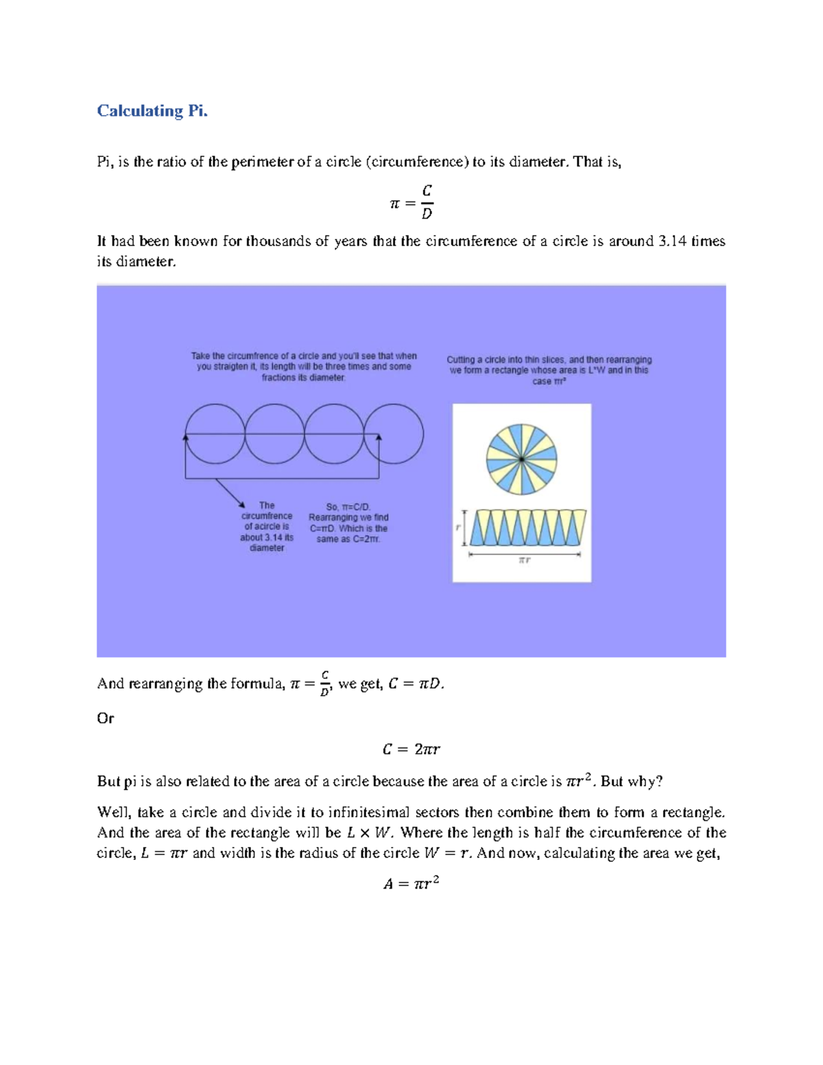 Pi 120834 - Understanding the Calculation of Pi - Studocu