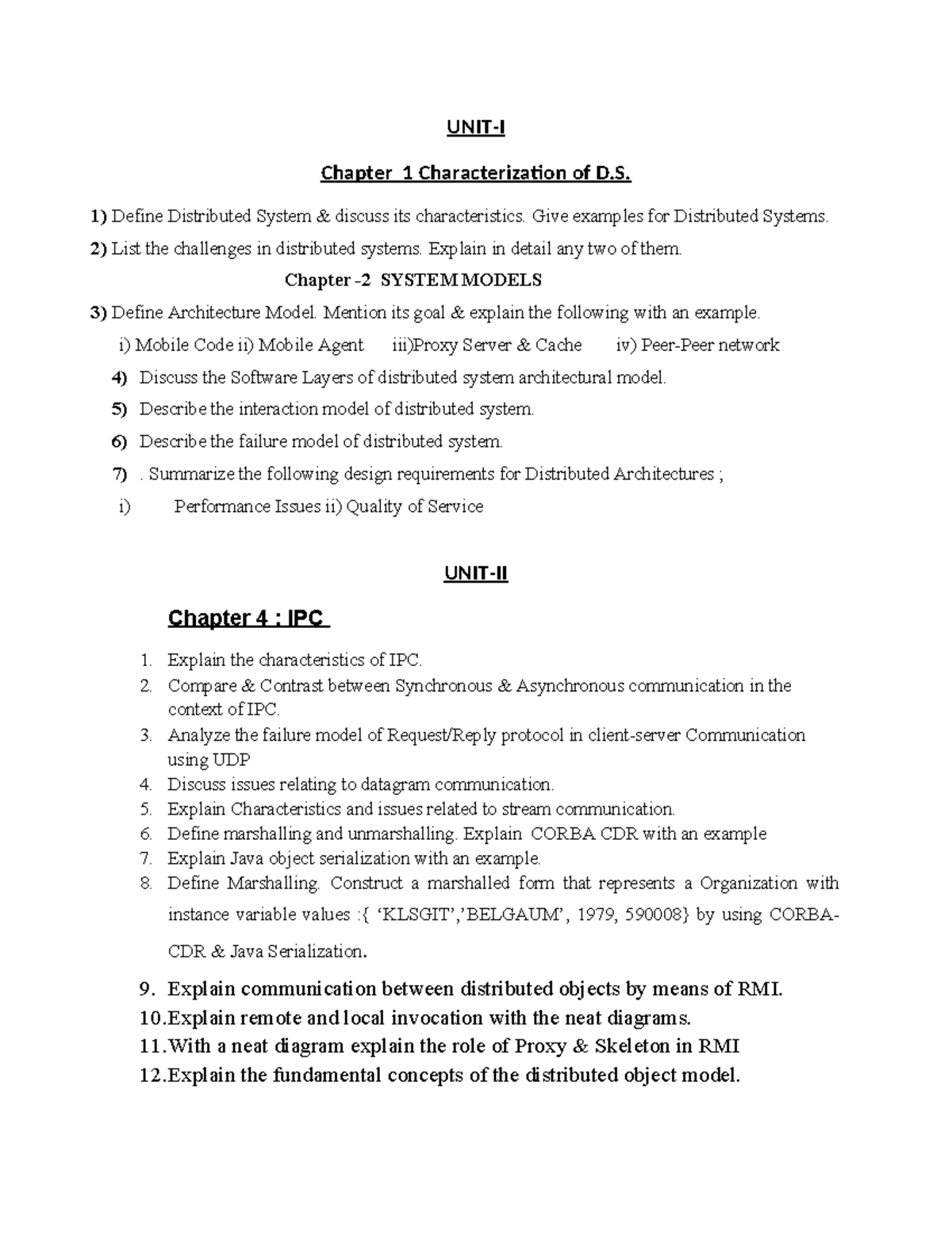 Question Bank for Distributed Systems (D.S.) - All Units - Studocu