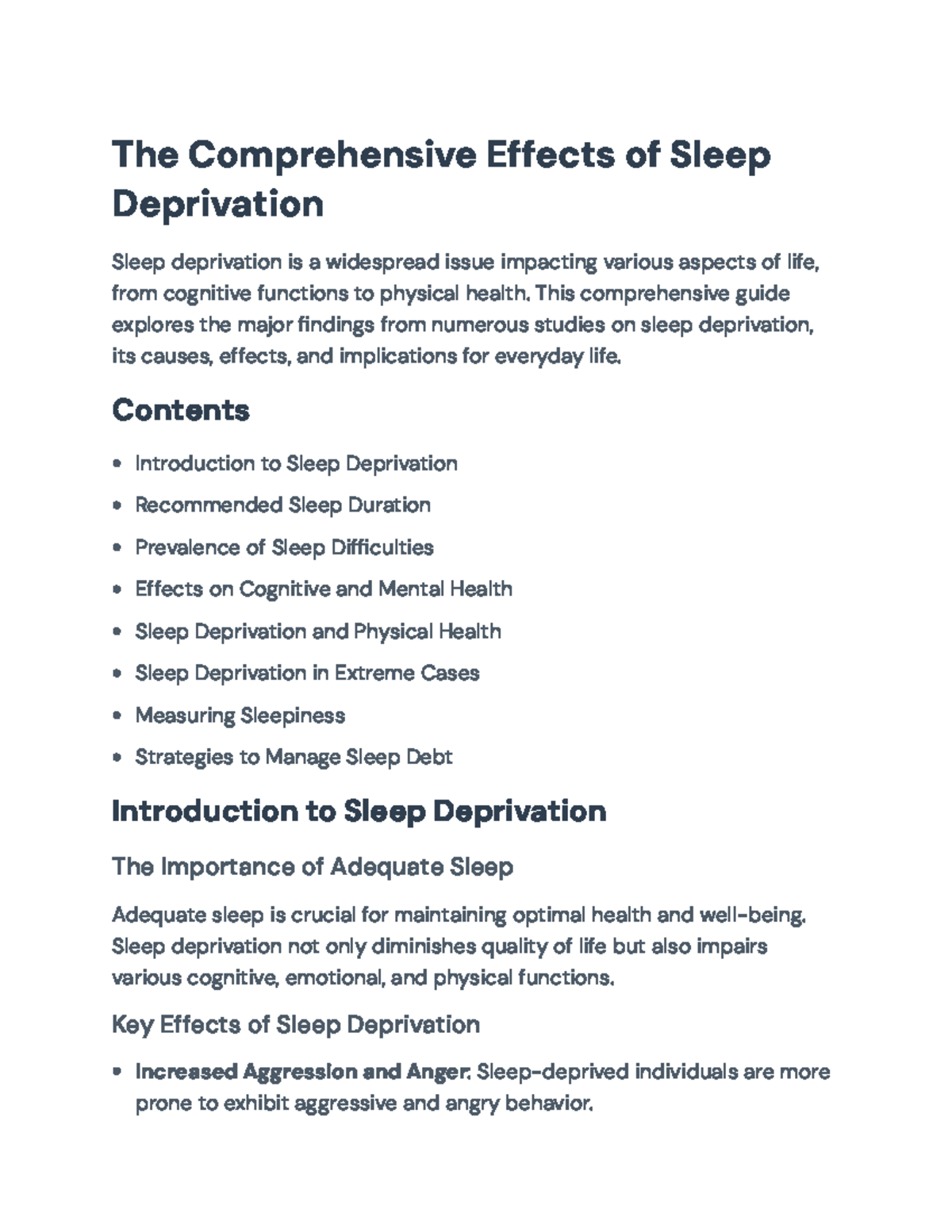 Comprehensive Overview of Sleep Deprivation: Causes and Effects - The ...
