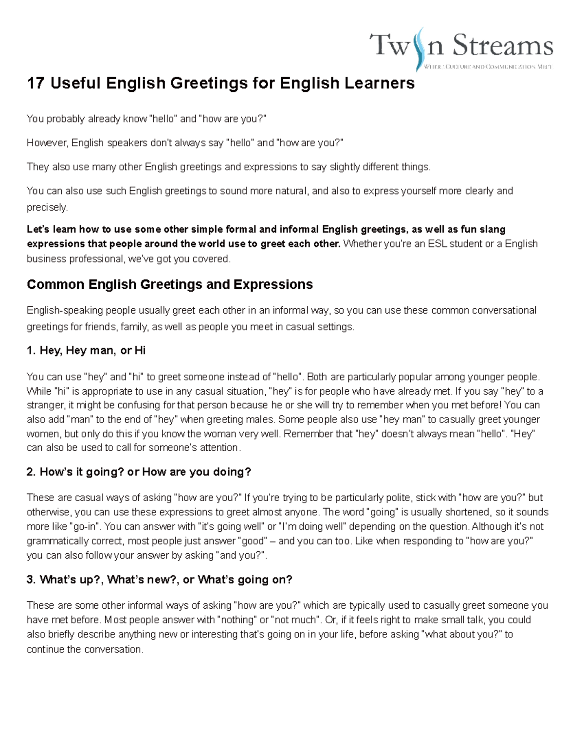 17 Essential English Greetings for ESL Learners Guide - Studocu