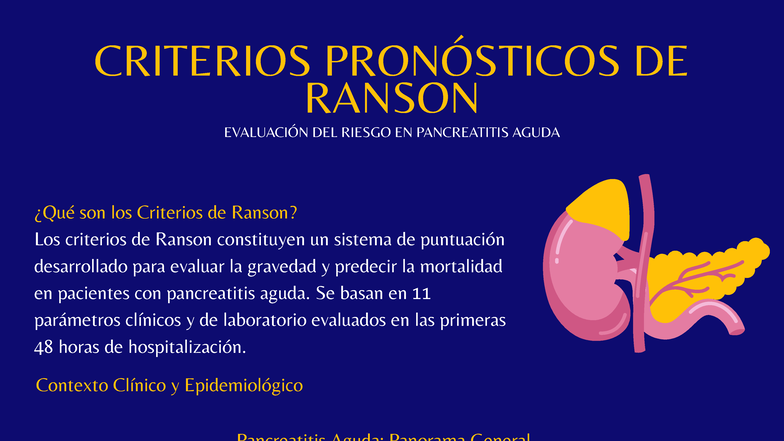 Criterios de Ranson en Pancreatitis Aguda: Evaluación del Riesgo - Studocu