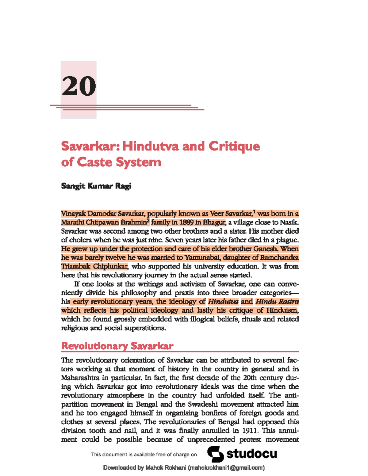 BOOK - book - 20 Savarkar: Hindutva and Critique of Caste System Sangit ...