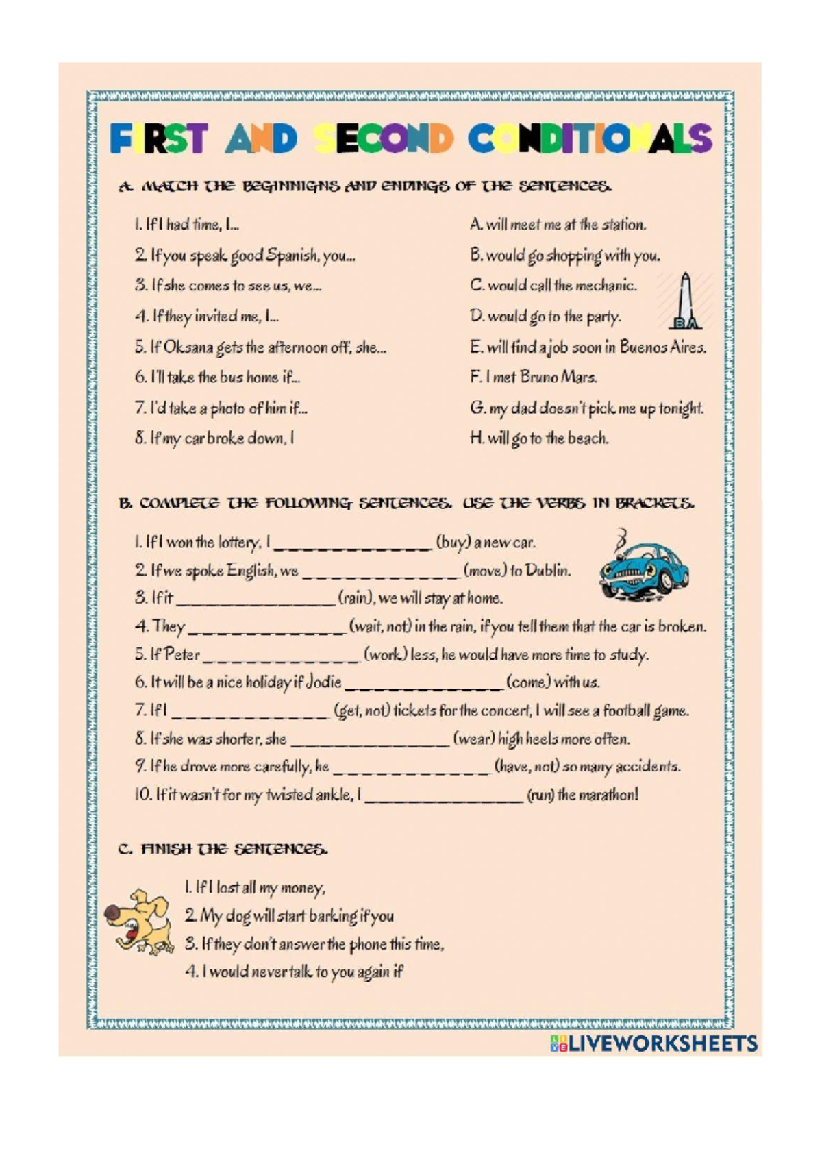 WB First and Second Conditionals: Sentence Matching and Completion ...