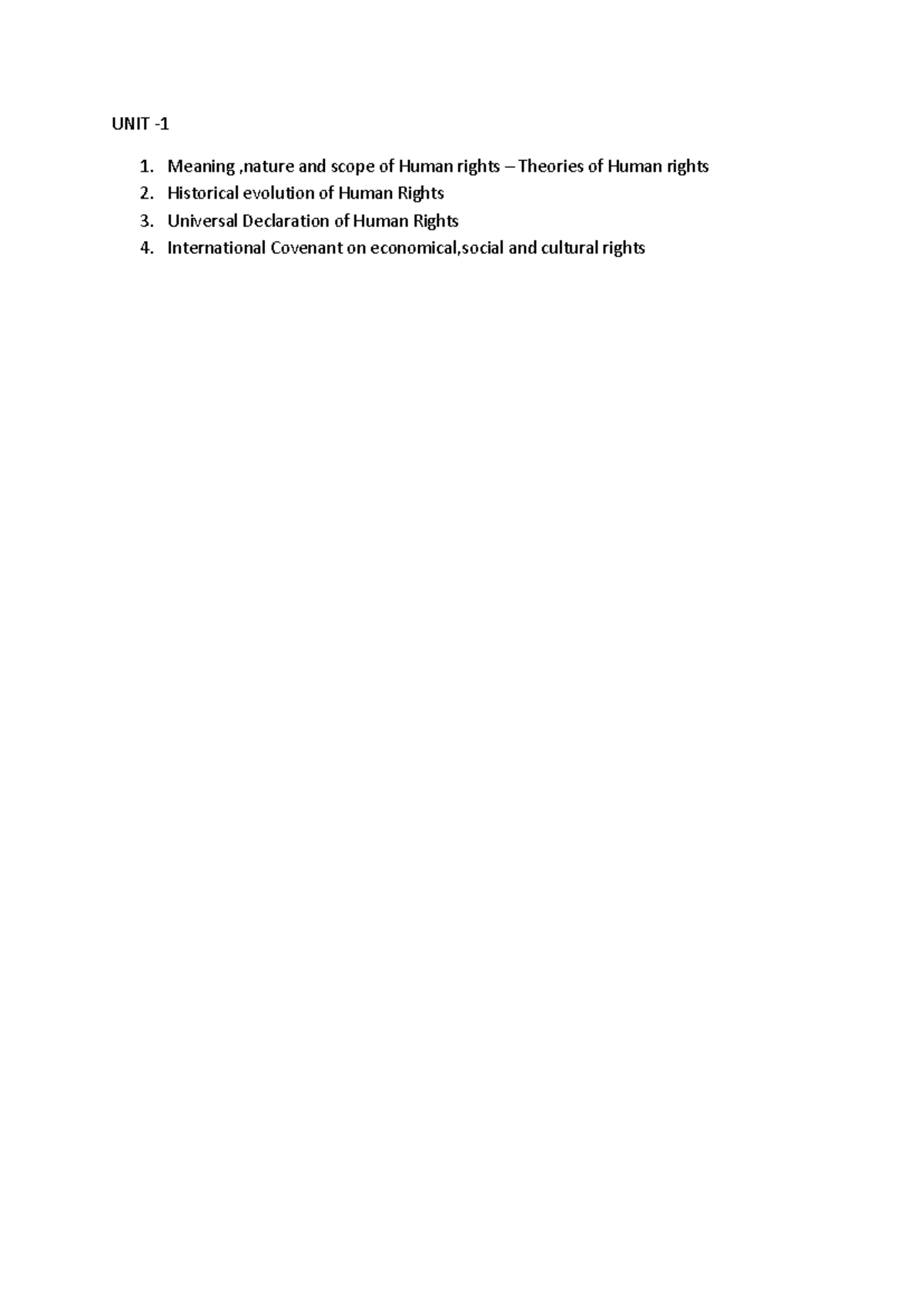 Human Rights: Meaning, Evolution & Theories - UNIT 1 Notes - Studocu