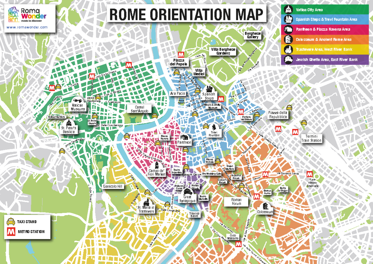 Rome Orientation City Map: Key Areas & Attractions Guide - Studocu