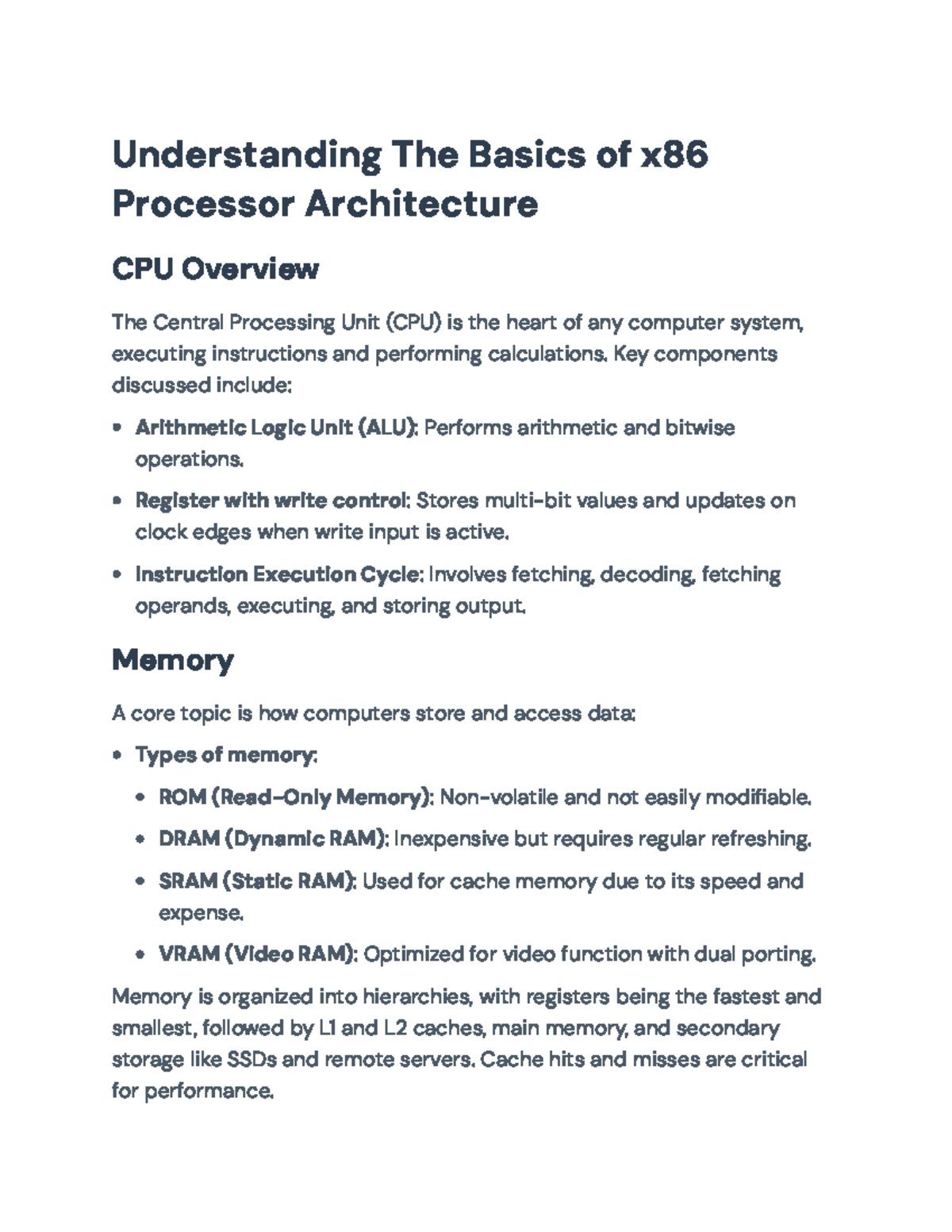 Understanding x86 Processor Architecture: Key Concepts and Components ...