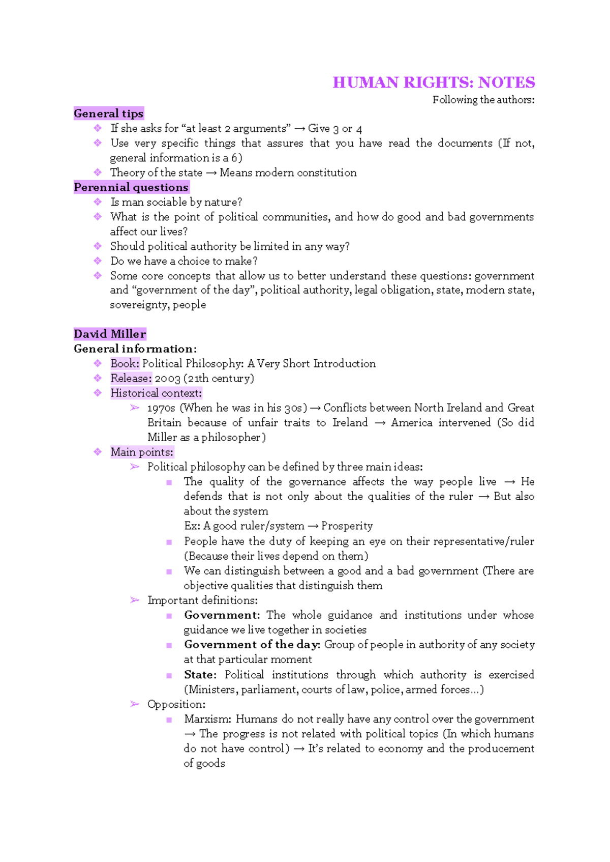 HUMAN RIGHTS: EXAM NOTES (PHIL 101) - Key Concepts & Theories - Studocu