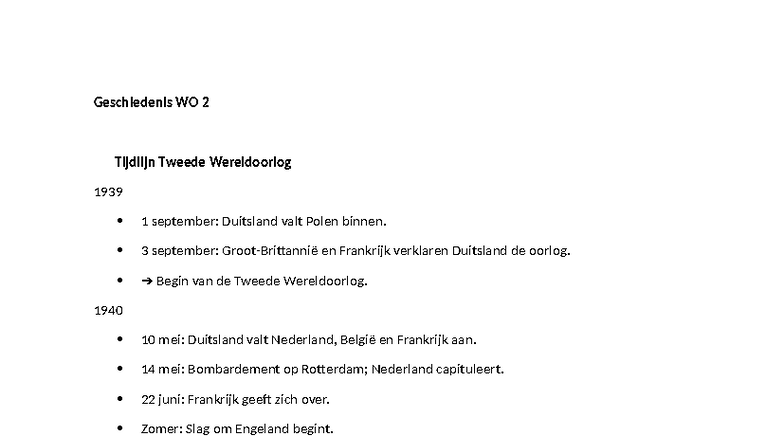 Geschiedenis WO 2: Tijdlijn van de Tweede Wereldoorlog 1939-1945 ...