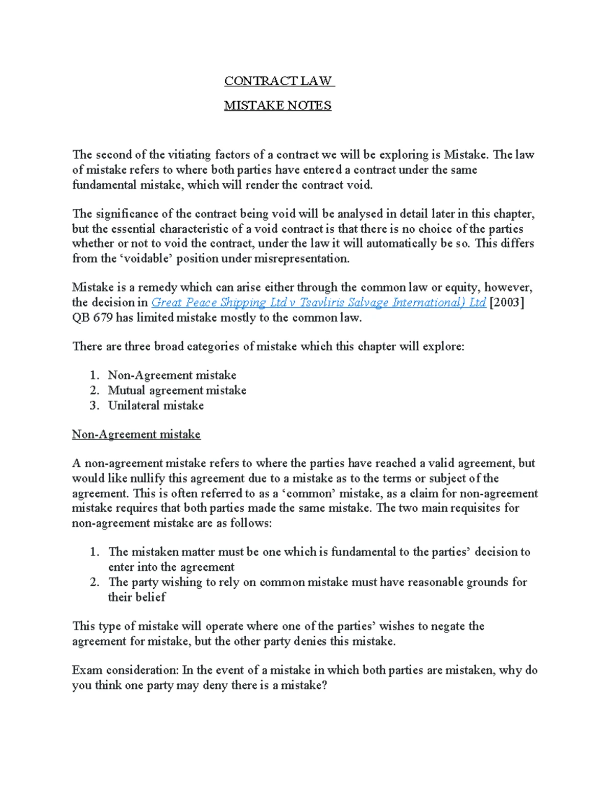 Contract law (O and A exam) - offer and acceptance case analysis - Studocu