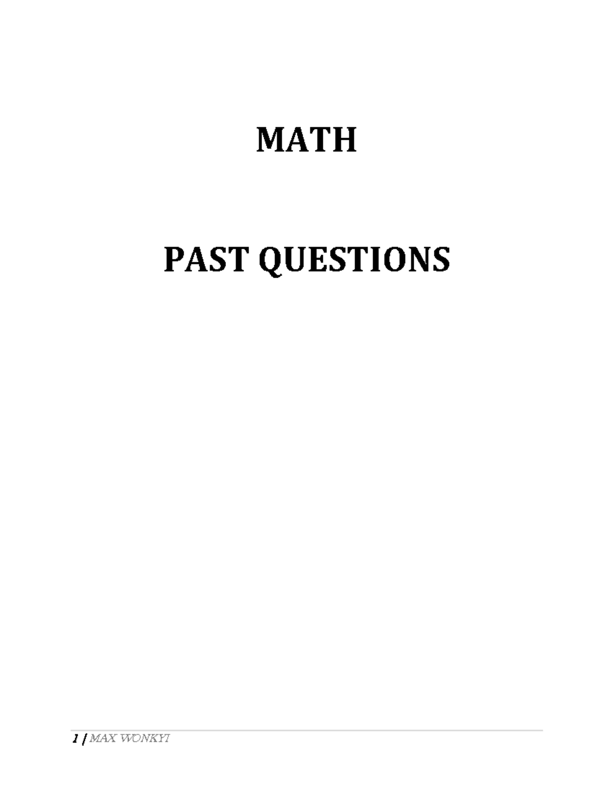 MATH Pasco-1 - Past Questions Compilation - Studocu