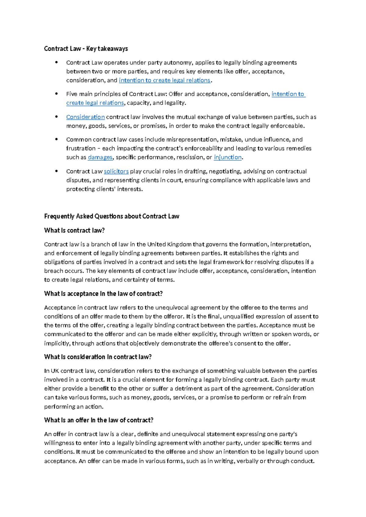 Contract Law (CL101) Key Elements and Principles Explained - Studocu