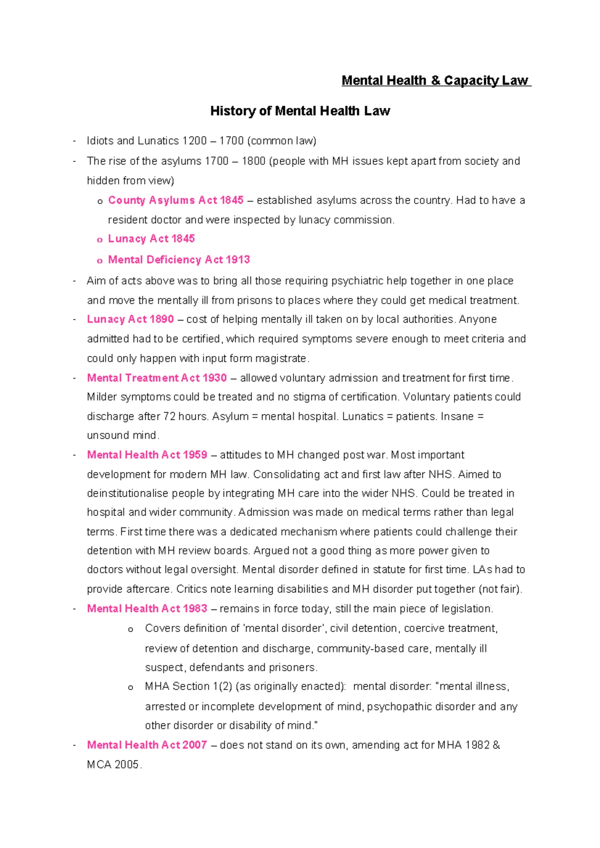 MH L LG6 SG - Study Guide - MENTAL HEALTH AND MENTAL CAPACITY LAW LARGE ...
