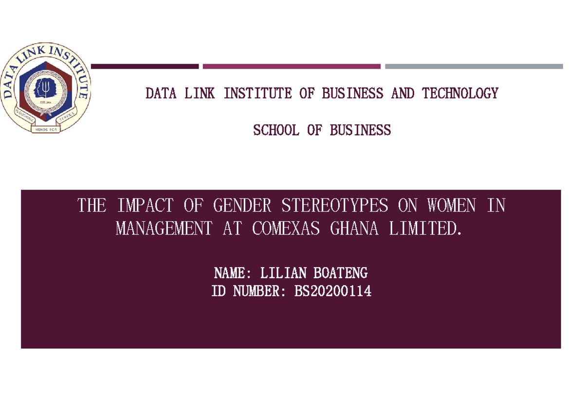 BS20200114: The Impact of Gender Stereotypes on Women in Management ...