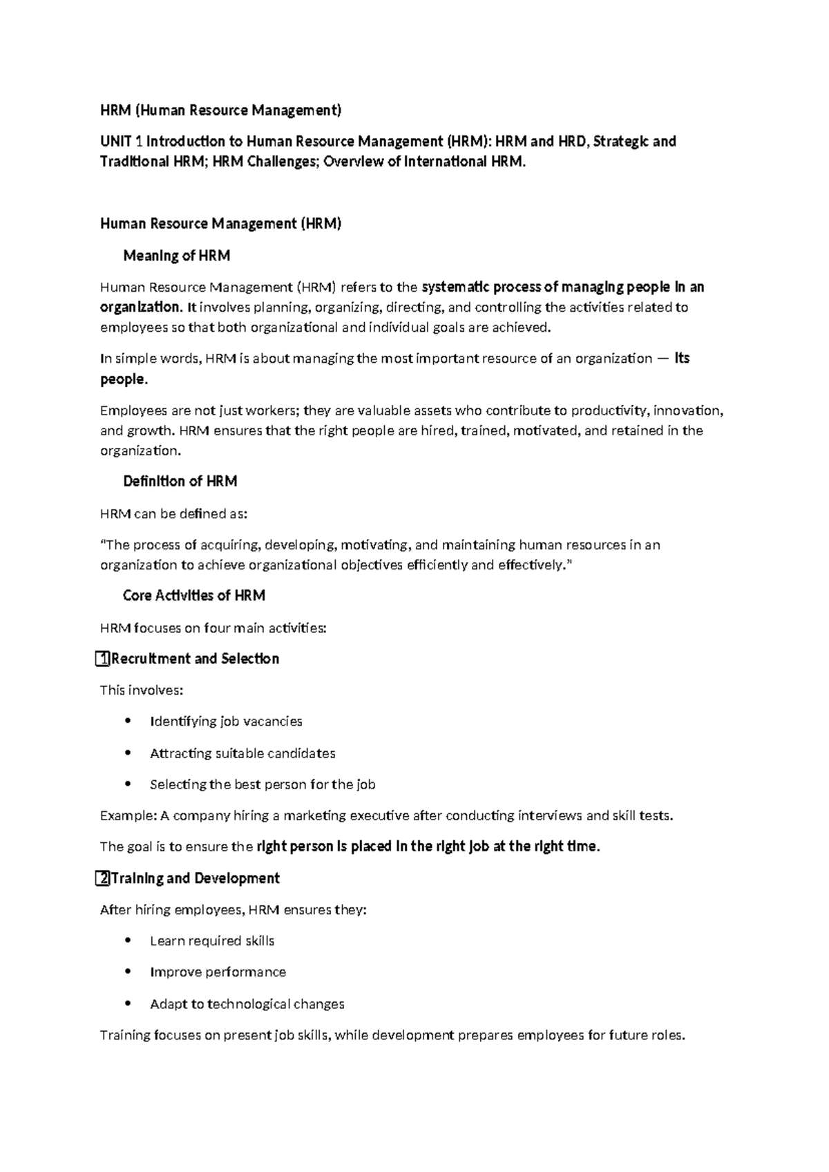HRM 101: Introduction to Human Resource Management Concepts and ...