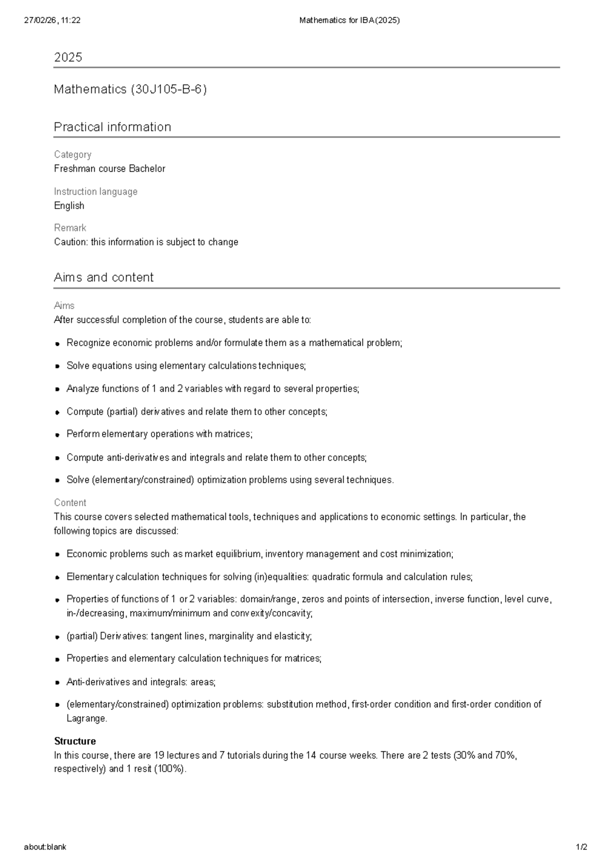 Mathematics for IBA (2025): Course Overview and Practical Info ...