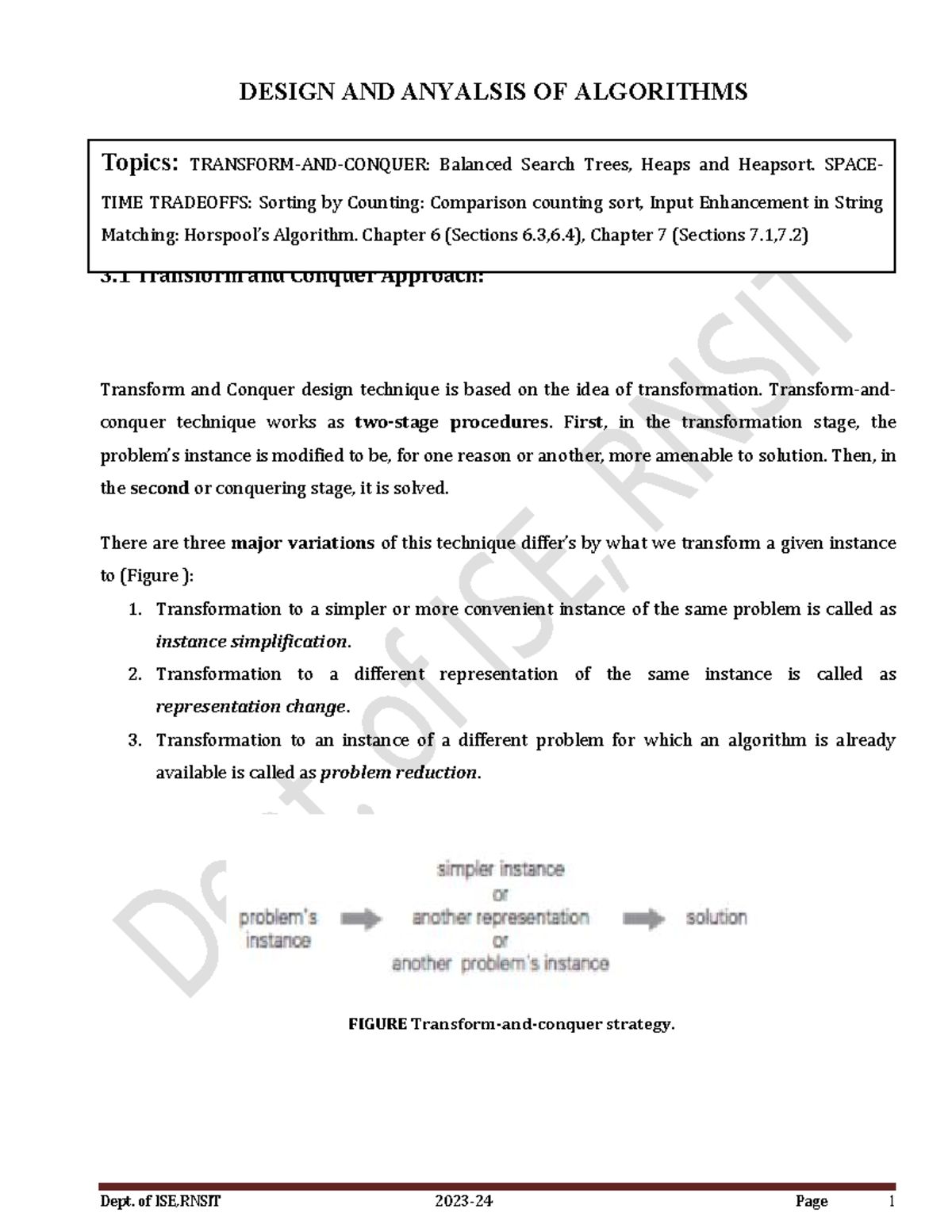 Module-3-ADA Notes: Design and Analysis of Algorithms (2023-24) - Studocu