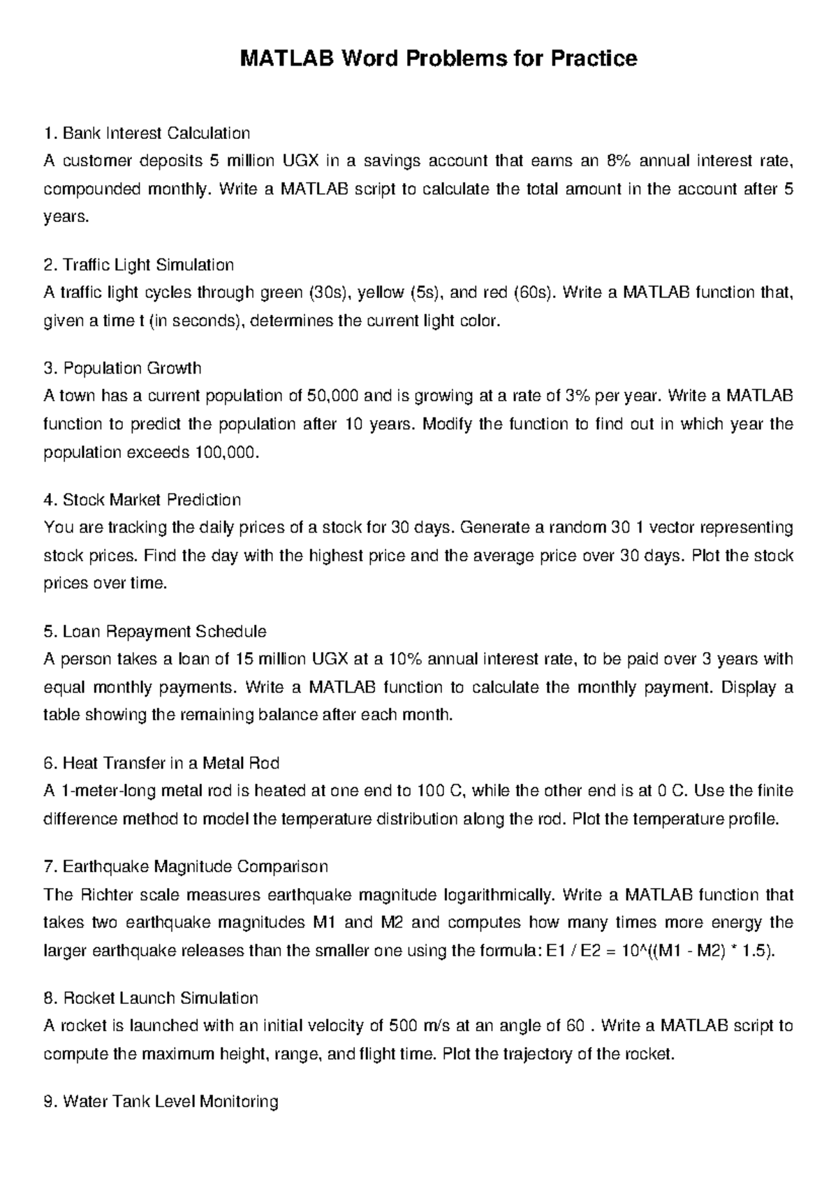 Matlab Word Problems - MATLAB Word Problems for Practice Bank Interest ...