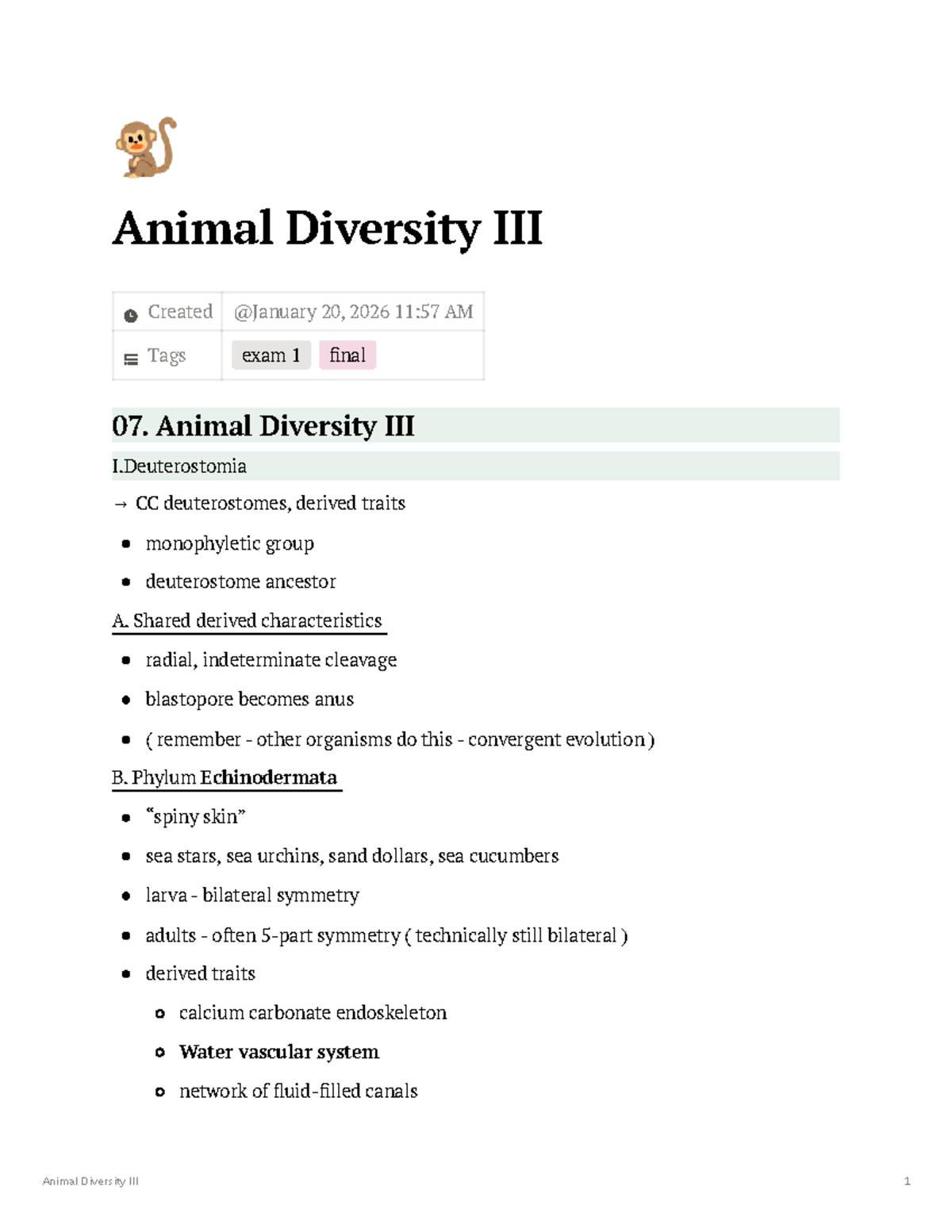 Animal Diversity I & III - Final Exam Notes - Studocu
