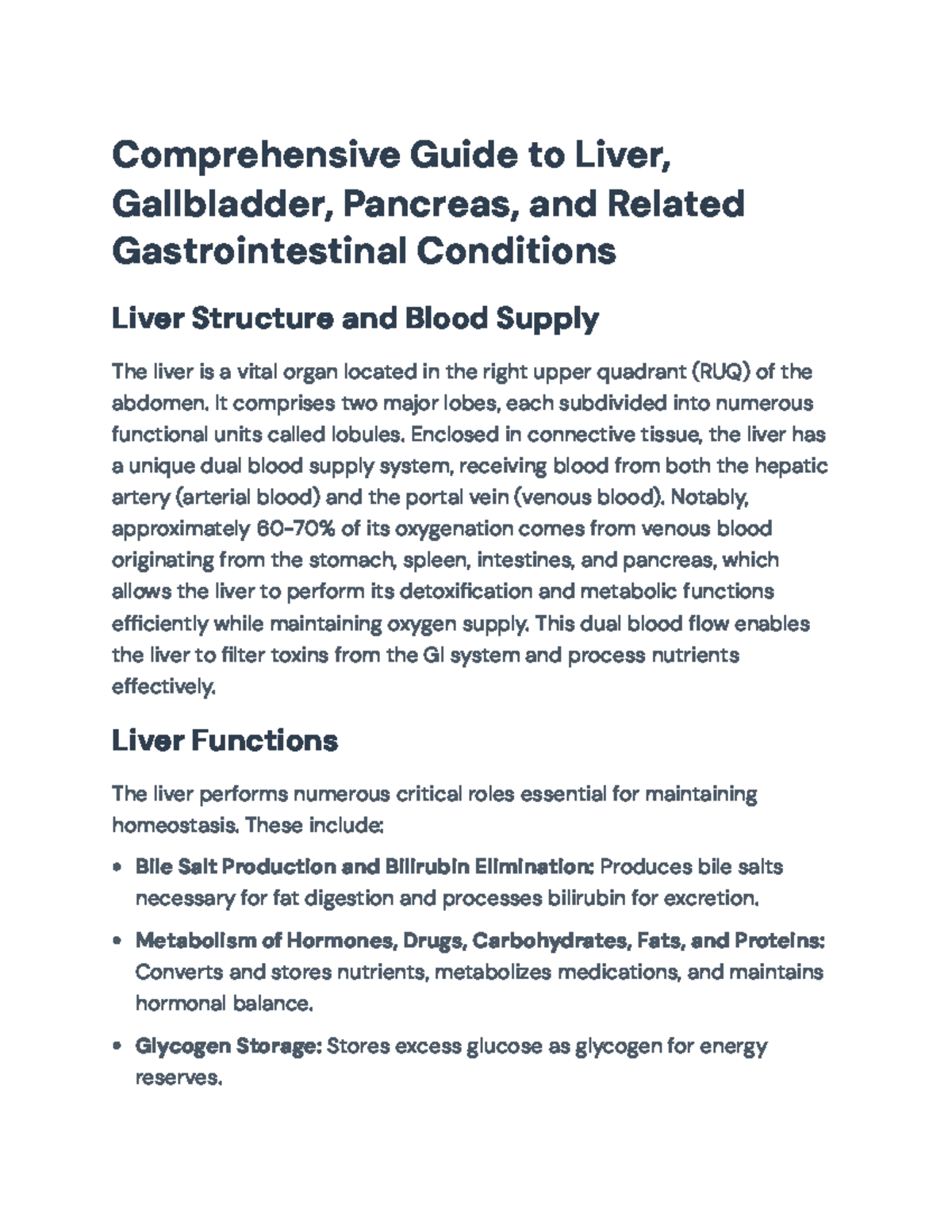 Comprehensive Overview of Hepatic, Gallbladder, and Pancreatic ...