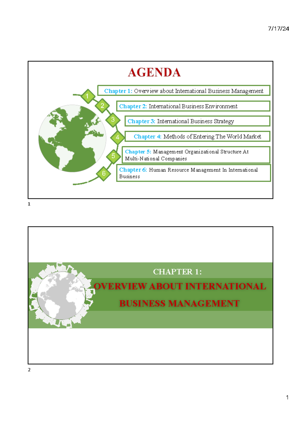 Chapter 1: Overview of International Business Management (Covers ...