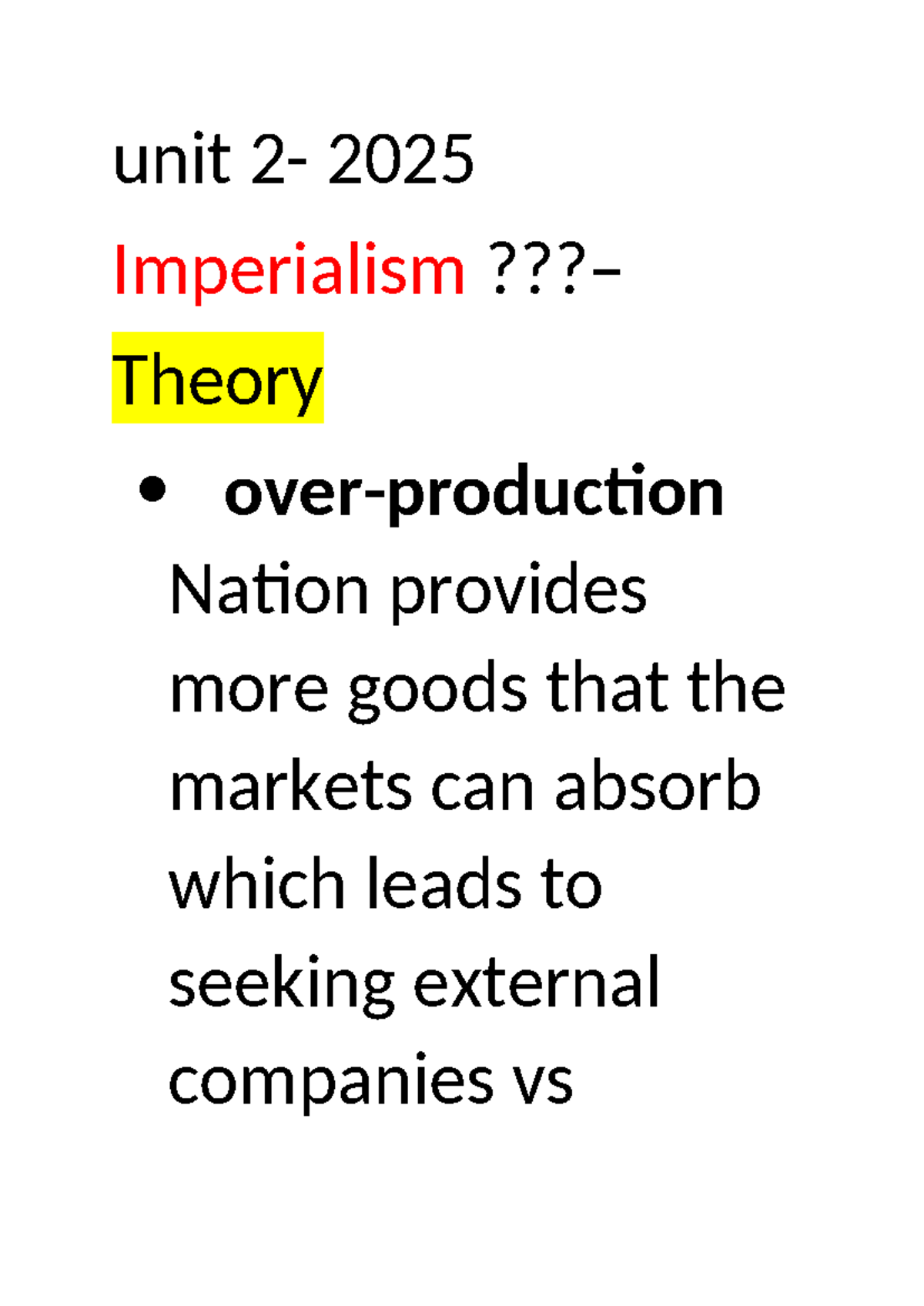 Unit 2: 2025 Insights on Colonialism and Economic Impacts - Studocu