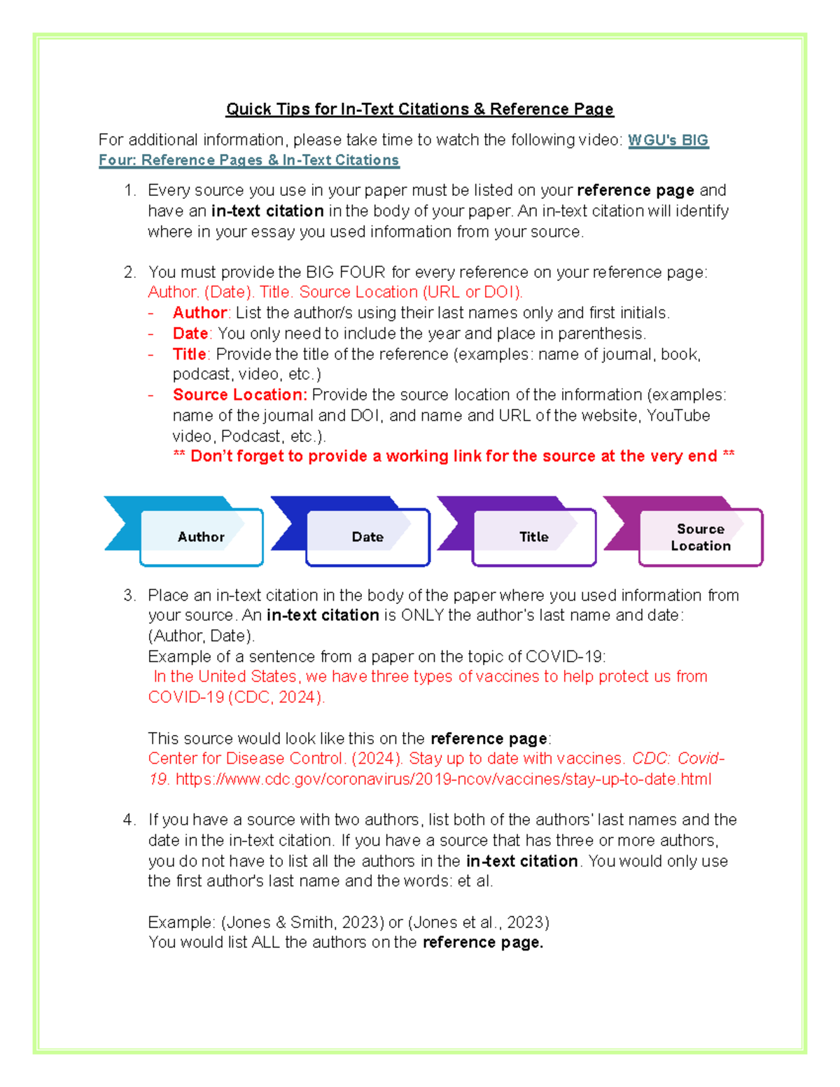 Cite it Right: BIG 4 Reference Page Tips for D569 - Studocu