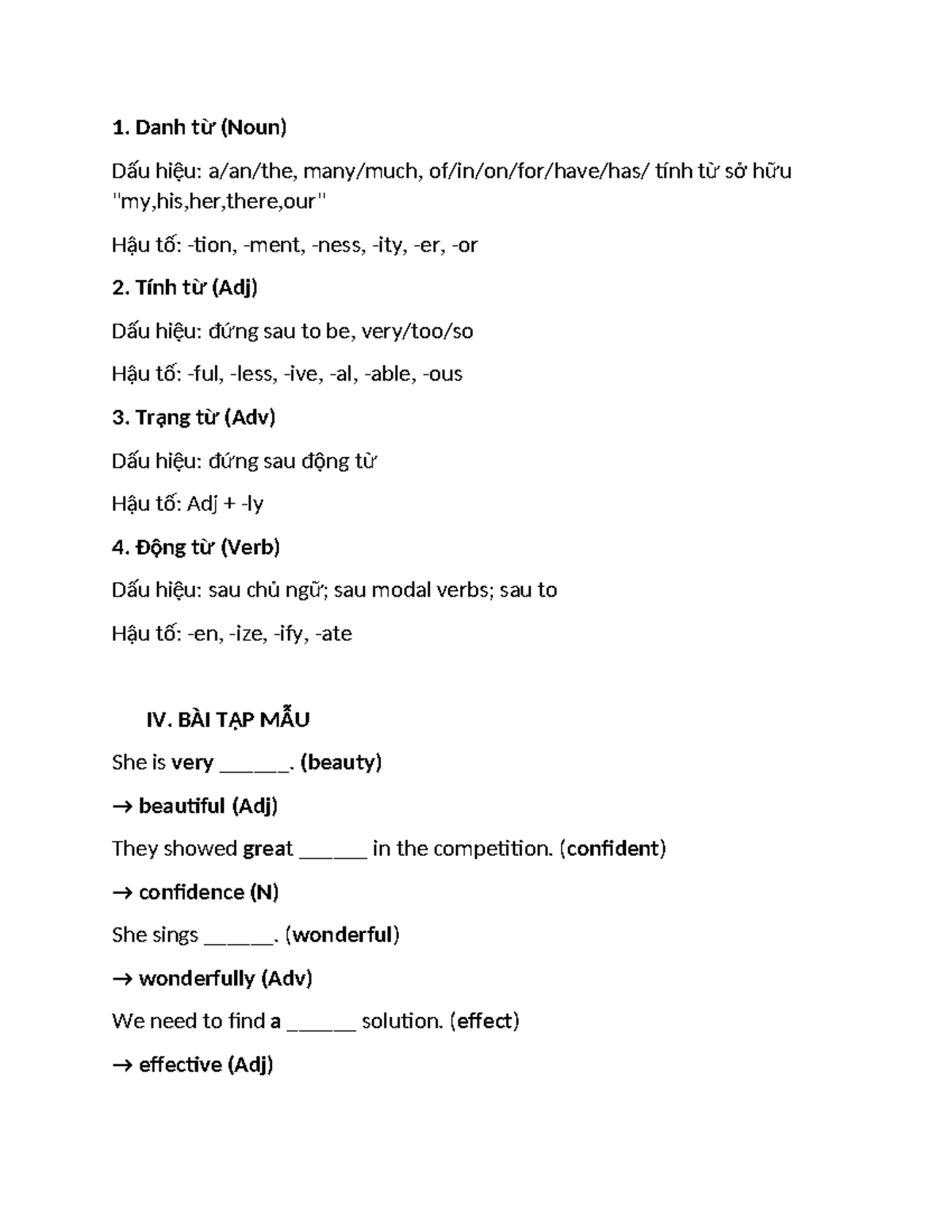 321 - gsdgsd - Danh từ (Noun) Dấu hiệu: a/an/the, many/much, of/in/on ...