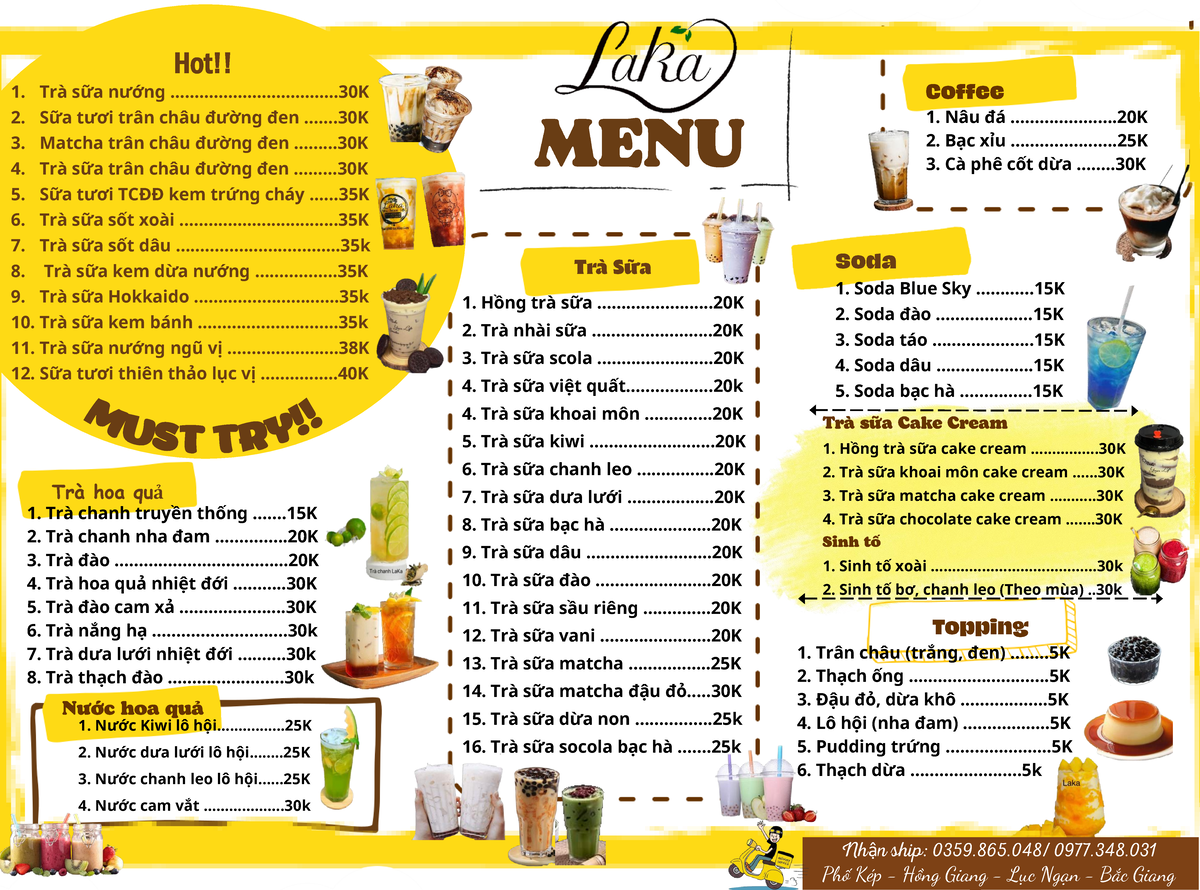 MENU in - mmm - Trà hoa quả Hot!! 1. Trà sữa nướng ...