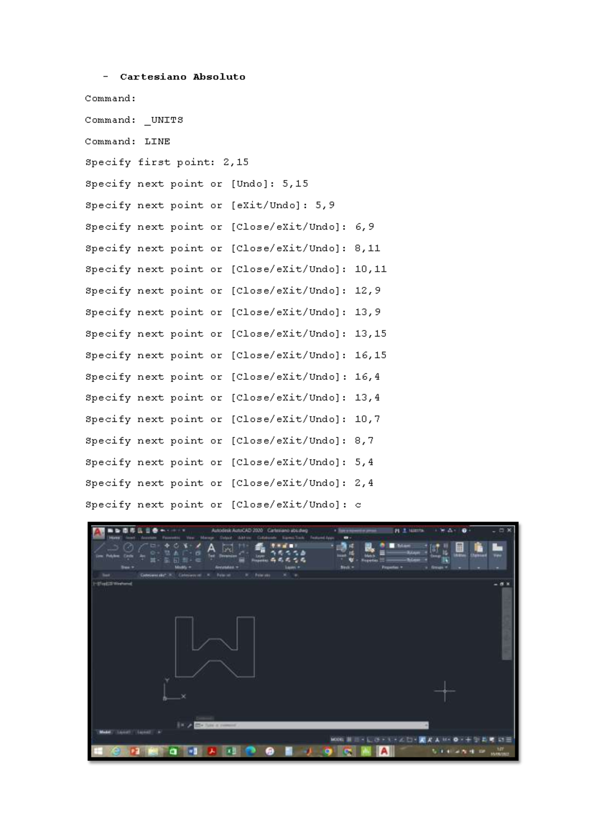 Tarea 1 Dibujo - vistas - Cartesiano Absoluto Command: Command: _UNITS ...