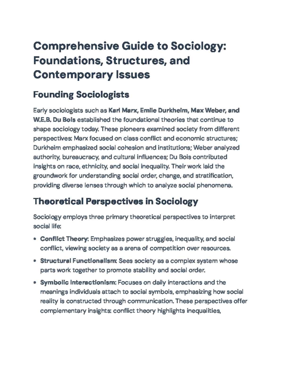 Comprehensive Guide to Sociology: Theories, Issues, and Insights (SOC ...