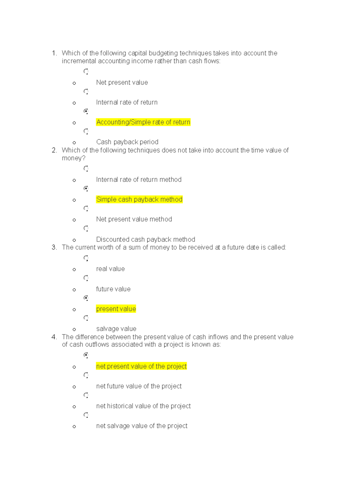 Capital Budgeting Quiz - Key Concepts and Techniques - Studocu