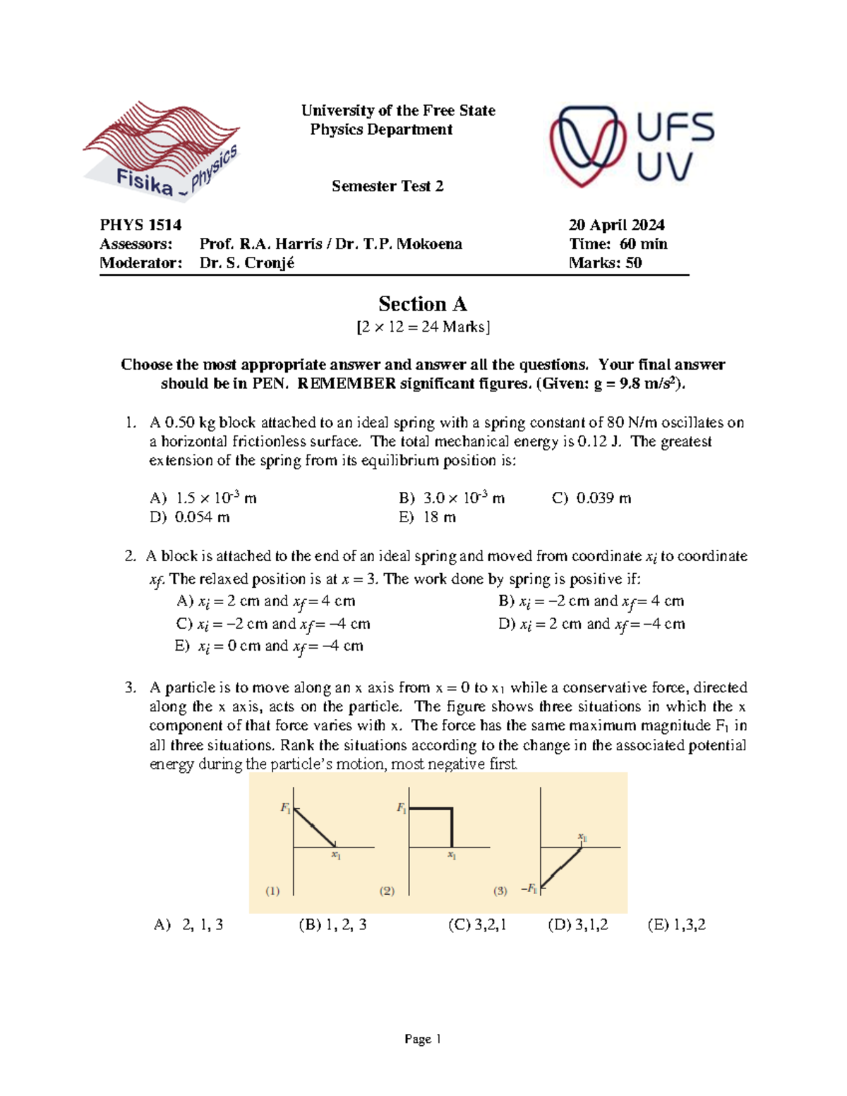 PHYS 1514 Semester Test 2 Study Material - University of the Free State ...