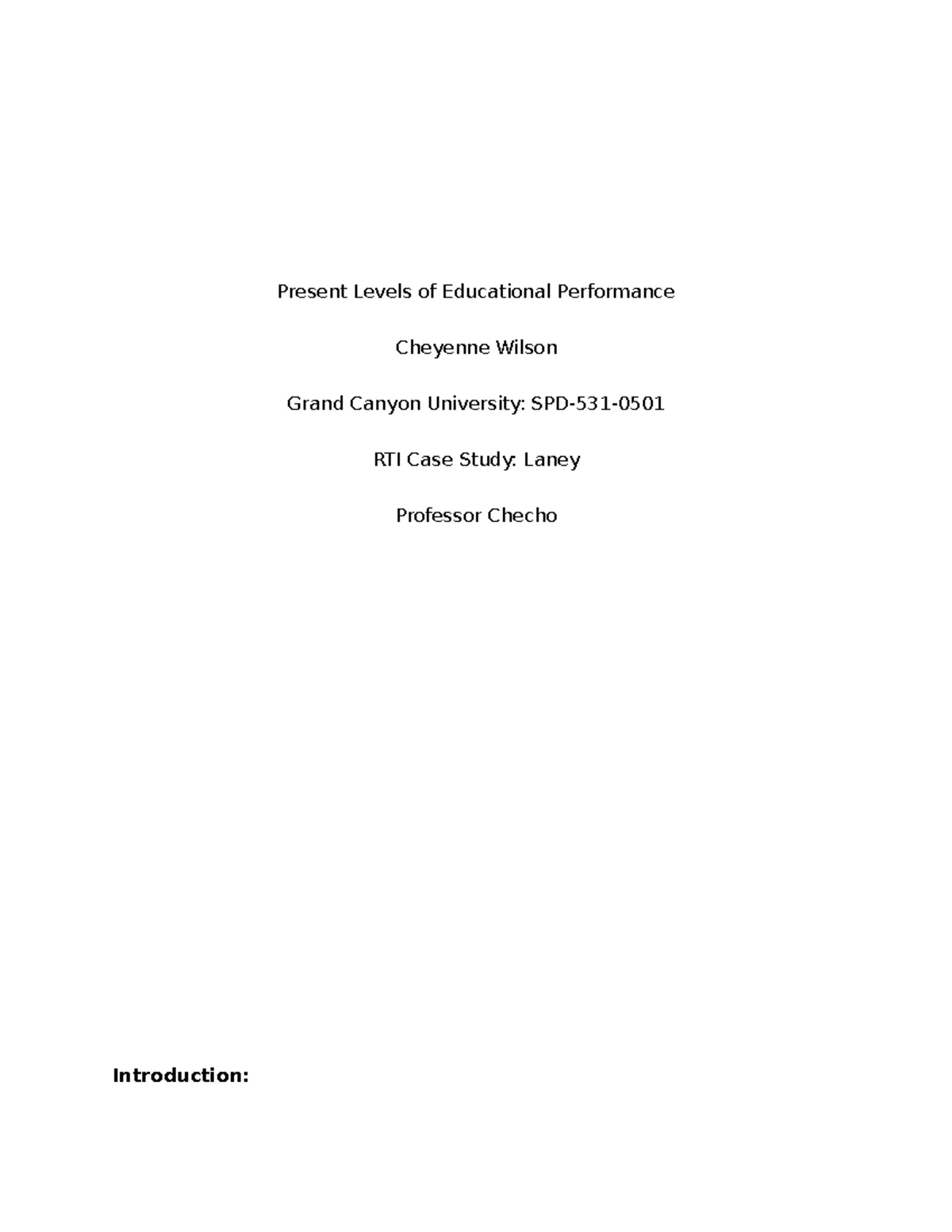 SPD531 Special Education Assessment Tools & Resources - Studocu