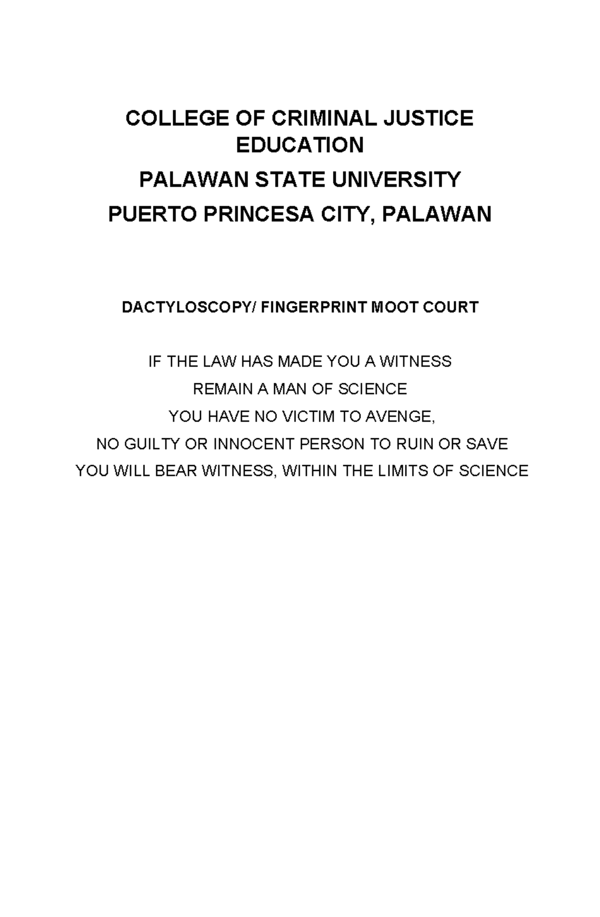 Moot Court Script: Polygraph Examination in Criminal Case (CJ 101 ...